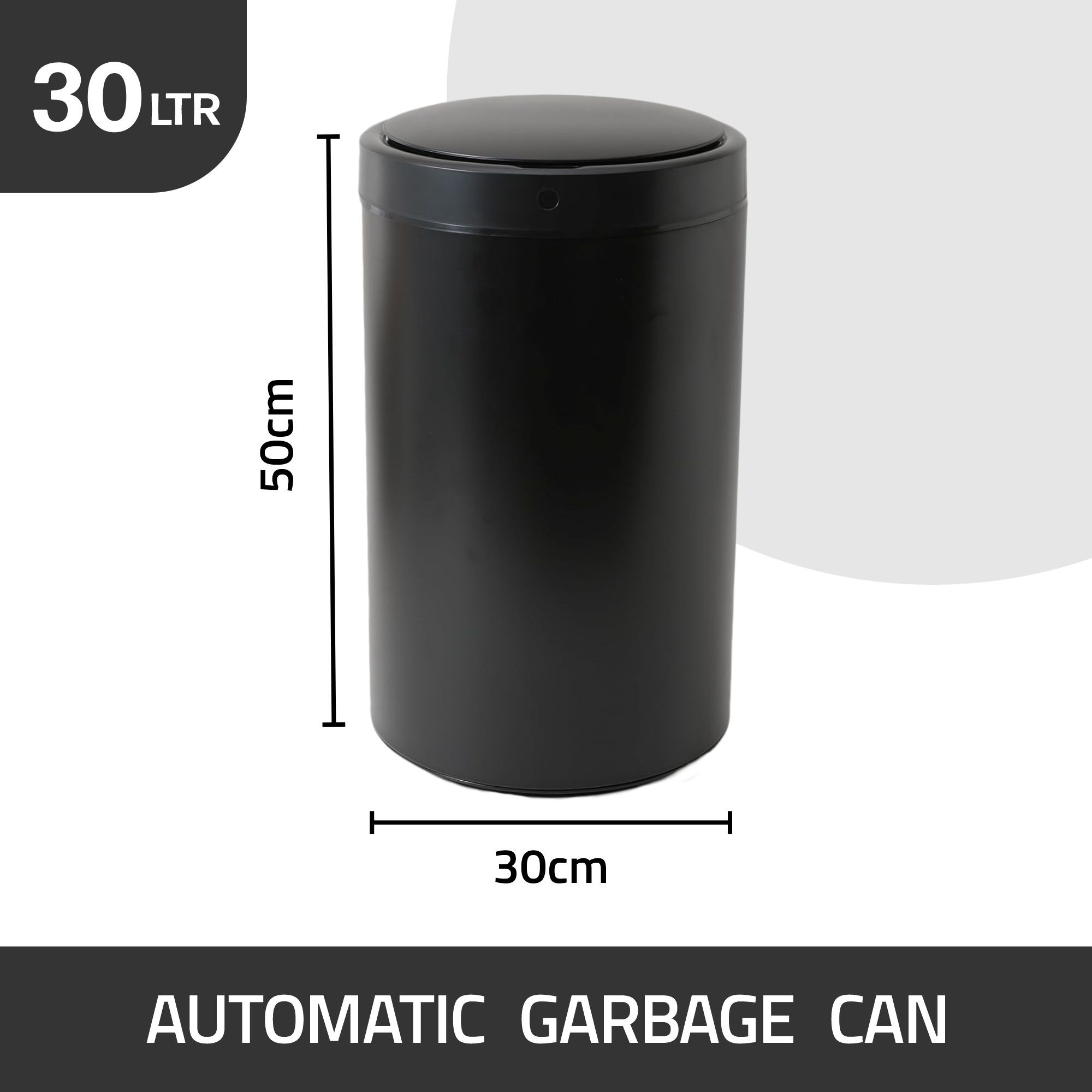 Kuber Industries Sensor Dustbin | Round Big Sensor Dustbin | Touchless Trash Can | Smart Dustbin for Bedroom-Office-Living Room | Automatic Garbage Can | HN-ZR-BLK-30L | Black