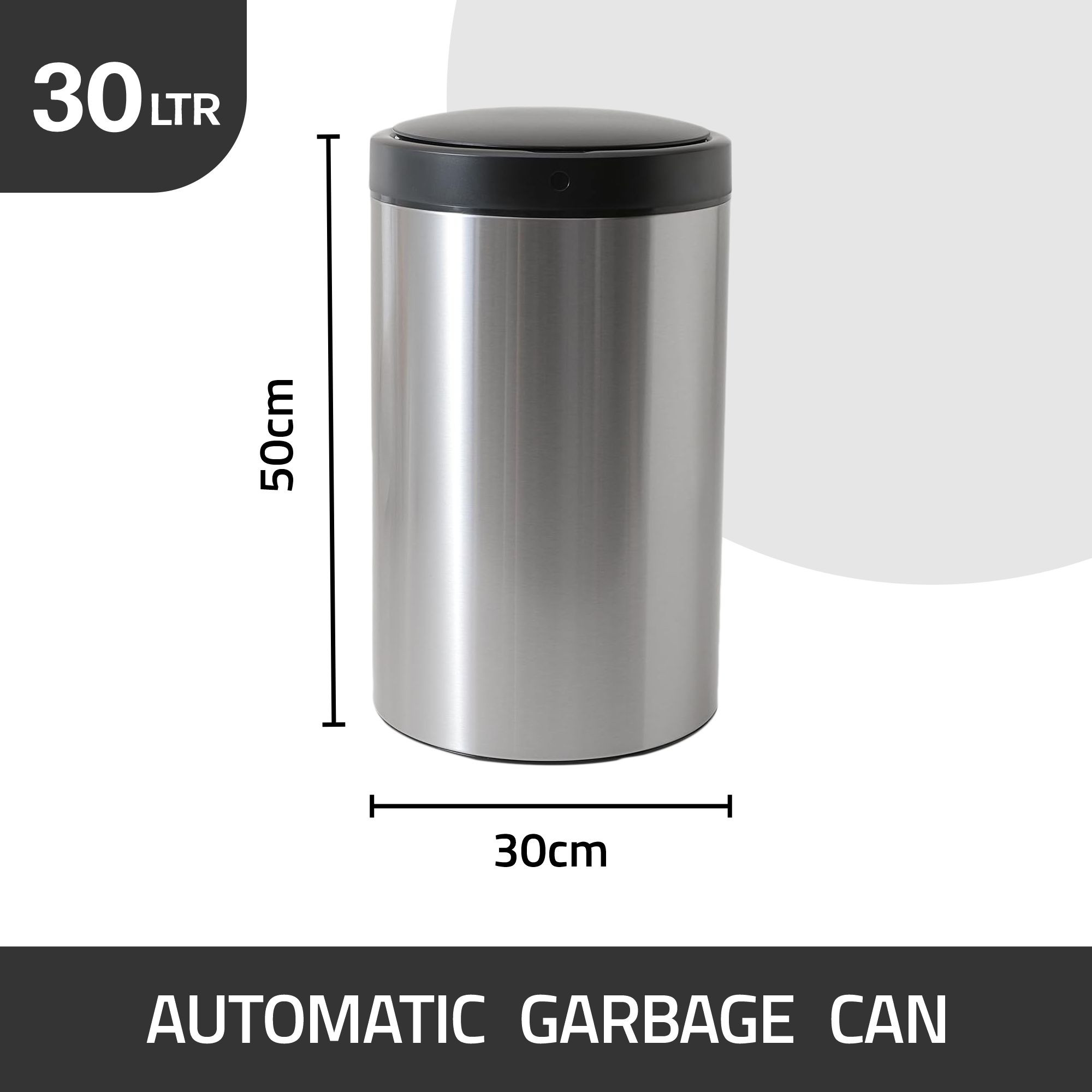 Kuber Industries Sensor Dustbin | Round Big Sensor Dustbin | Touchless Trash Can | Smart Dustbin for Bedroom-Office-Living Room | Automatic Garbage Can | HN-ZR-S-30L | Silver