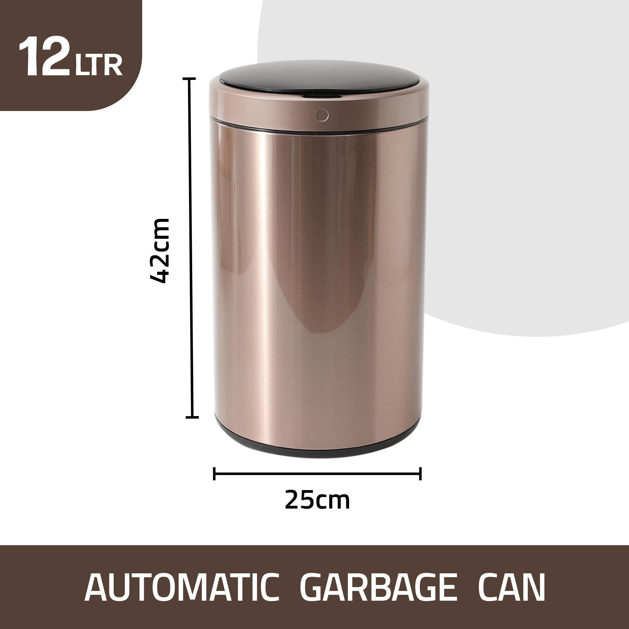 Kuber Industries Sensor Dustbin | Round Sensor Dustbin | Touchless Trash Can | Smart Dustbin for Bedroom-Office-Living Room | Automatic Garbage Can | HN-ZY-RG-12L | Rose Gold