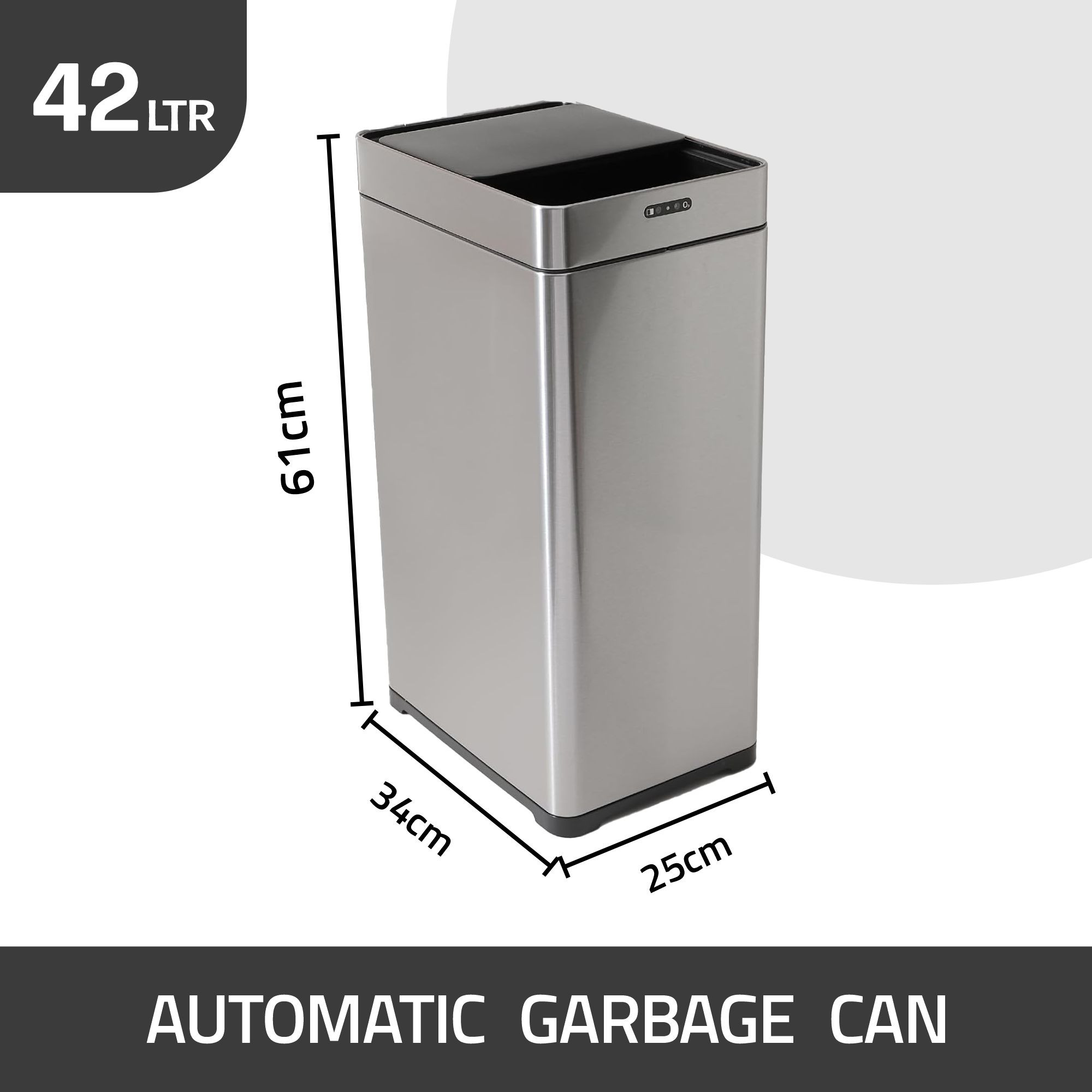 Kuber Industries Sensor Dustbin | Sliding Big Sensor Dustbin | Touchless Trash Can | Smart Dustbin for Bedroom-Office-Living Room | Automatic Garbage Can | HN-ZH-S-42L | Silver