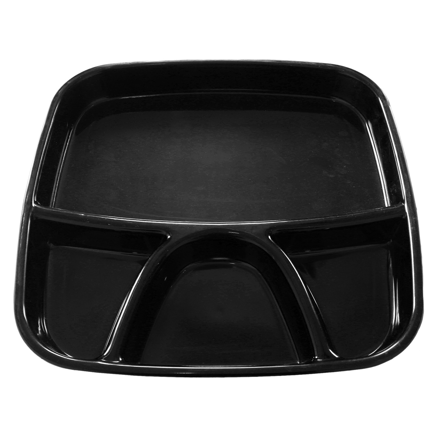 Kuber Industries Serving Plate|Plate Set For Dinner|Unbreakable Plastic Plates|Microwave Safe Plates|Food Organizer With 4 Partitions|(Black)