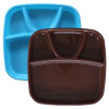 Kuber Industries Serving Plate|Plate Set For Dinner|Unbreakable Plastic Plates|Microwave Safe Plates|Food Organizer With 4 Partitions|(Sky Blue &amp; Brown)