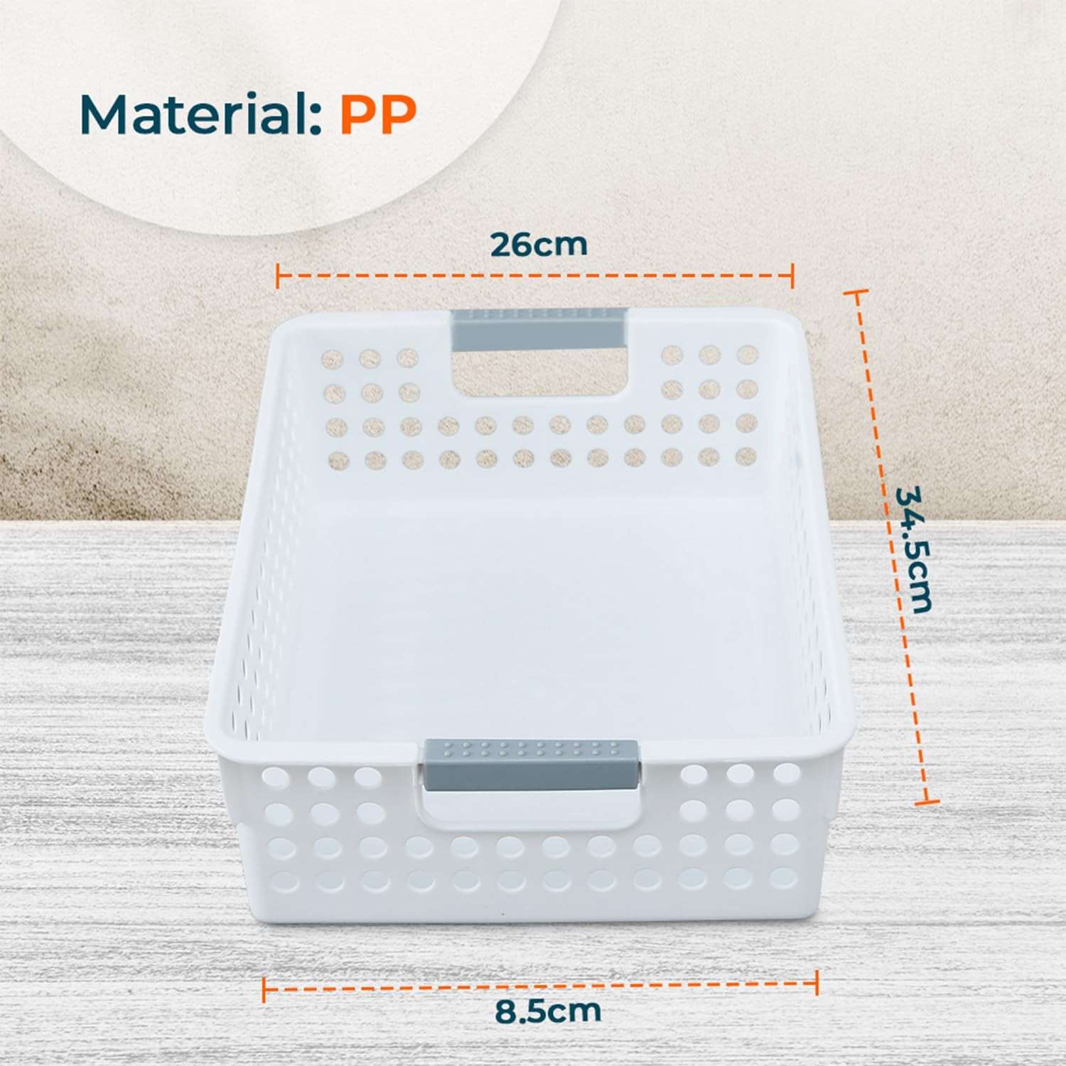 Kuber Industries Set of 1 Large Hollow Storage Basket|Kitchen & Home Organizer For Wardrobe|Tray For Toys, Fruits, Books (White)