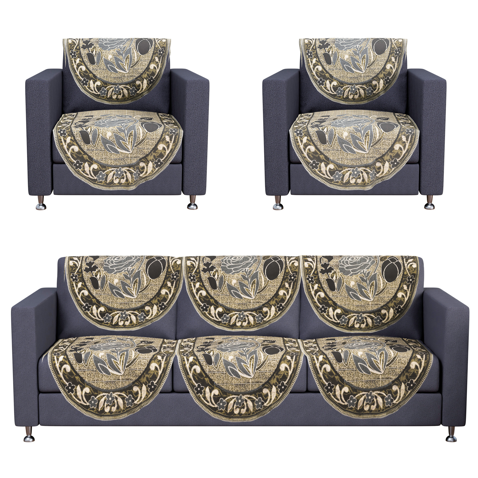 Kuber Industries Set of 10 5 seater sofa cover for Living Room  Durable  Stylish Sofa Slipcover Protector for Home Living Room  Office  Rose -Green  Blue