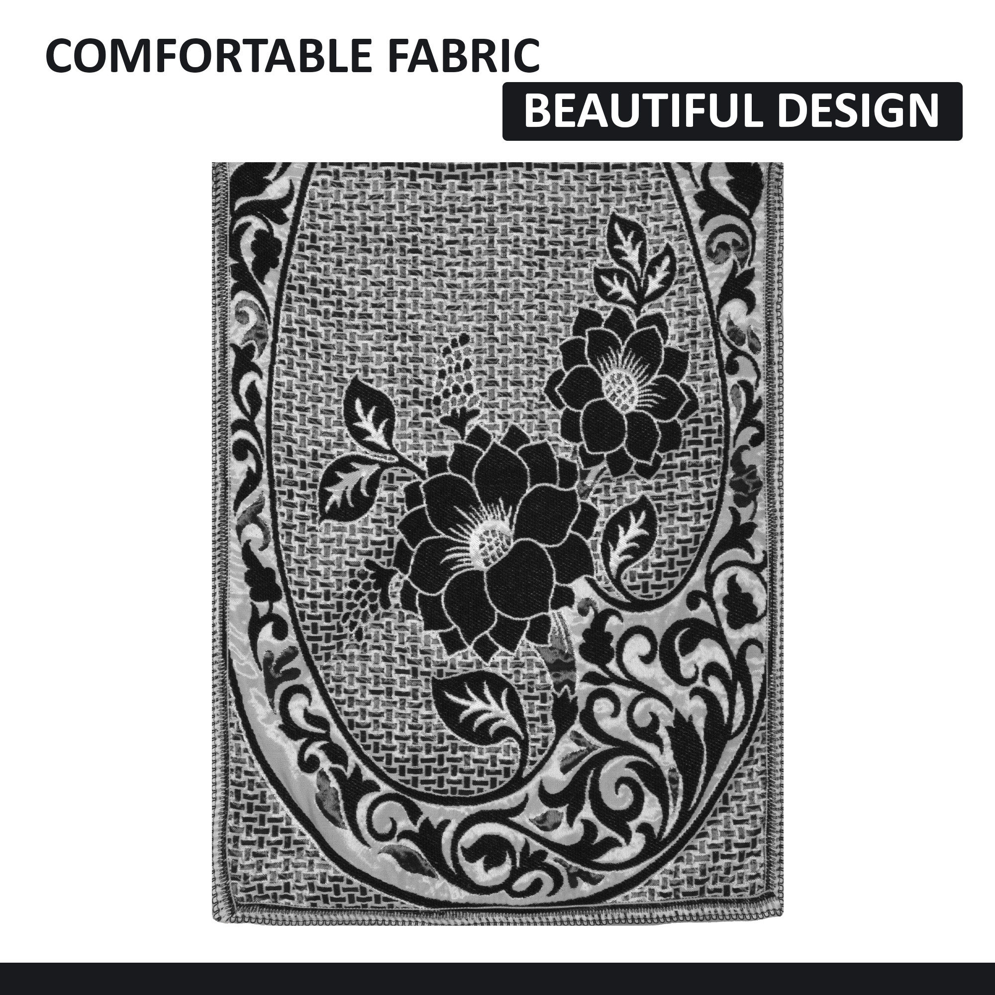 Kuber Industries Set of 10 5 seater sofa cover for Living Room  Durable  Stylish Sofa Slipcover Protector for Home Living Room  Office  Lotus Flower -Black