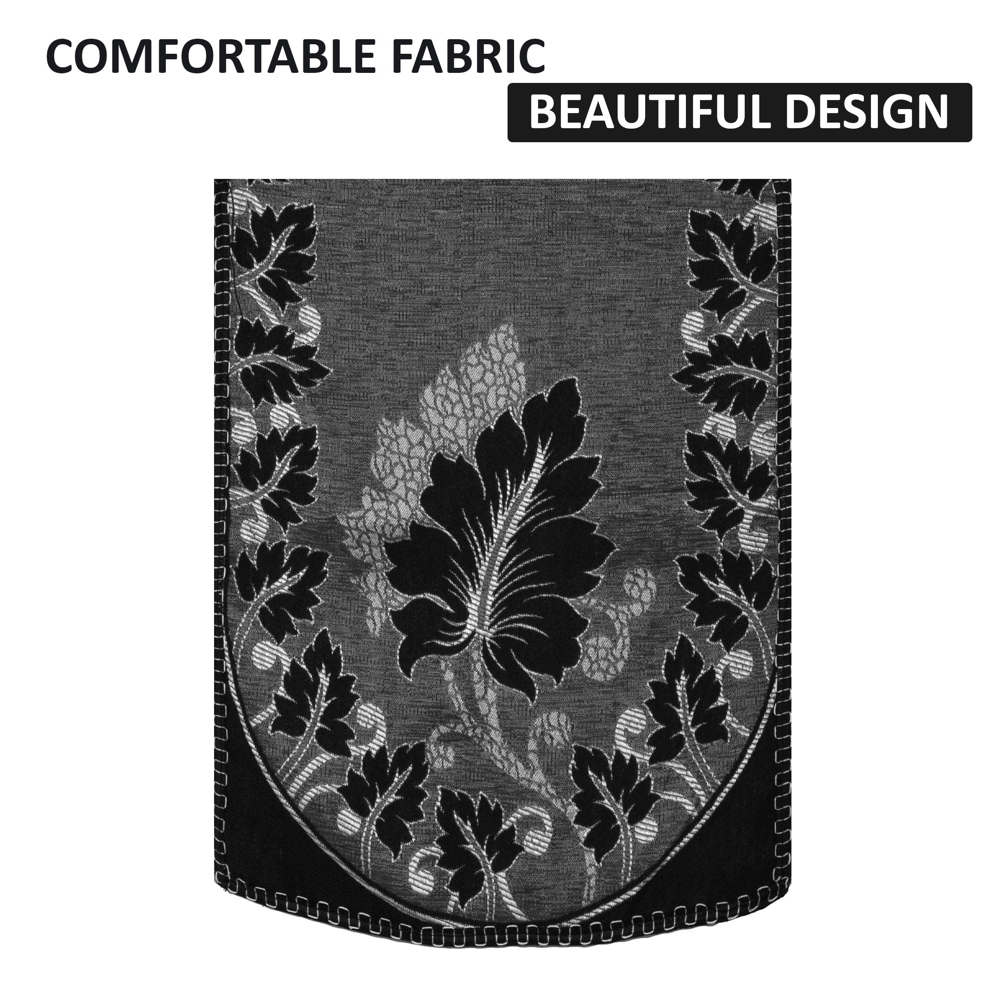 Kuber Industries Set of 10 Decorative Sofa Cover 5 Seater for Living Room  Durable Sofa Cover Protector for Home Living Room  Office  Leaf - Black  Silver