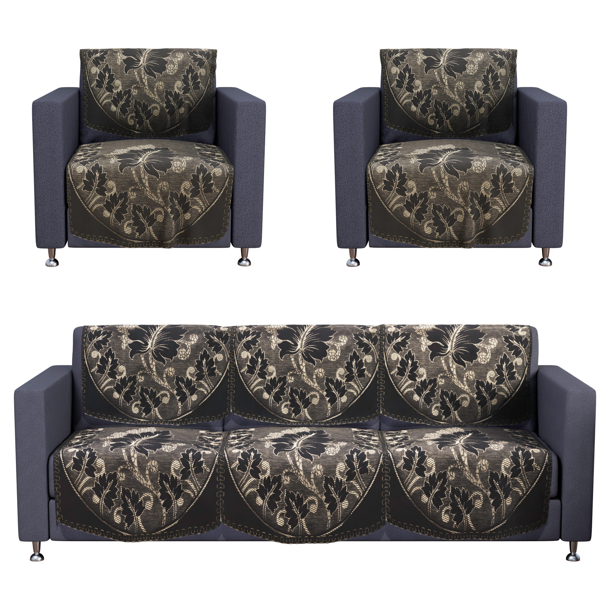 Kuber Industries Set of 10 Decorative Sofa Cover 5 Seater for Living Room  Durable Sofa Cover Protector for Home Living Room  Office  Leaf - Gold  Brown