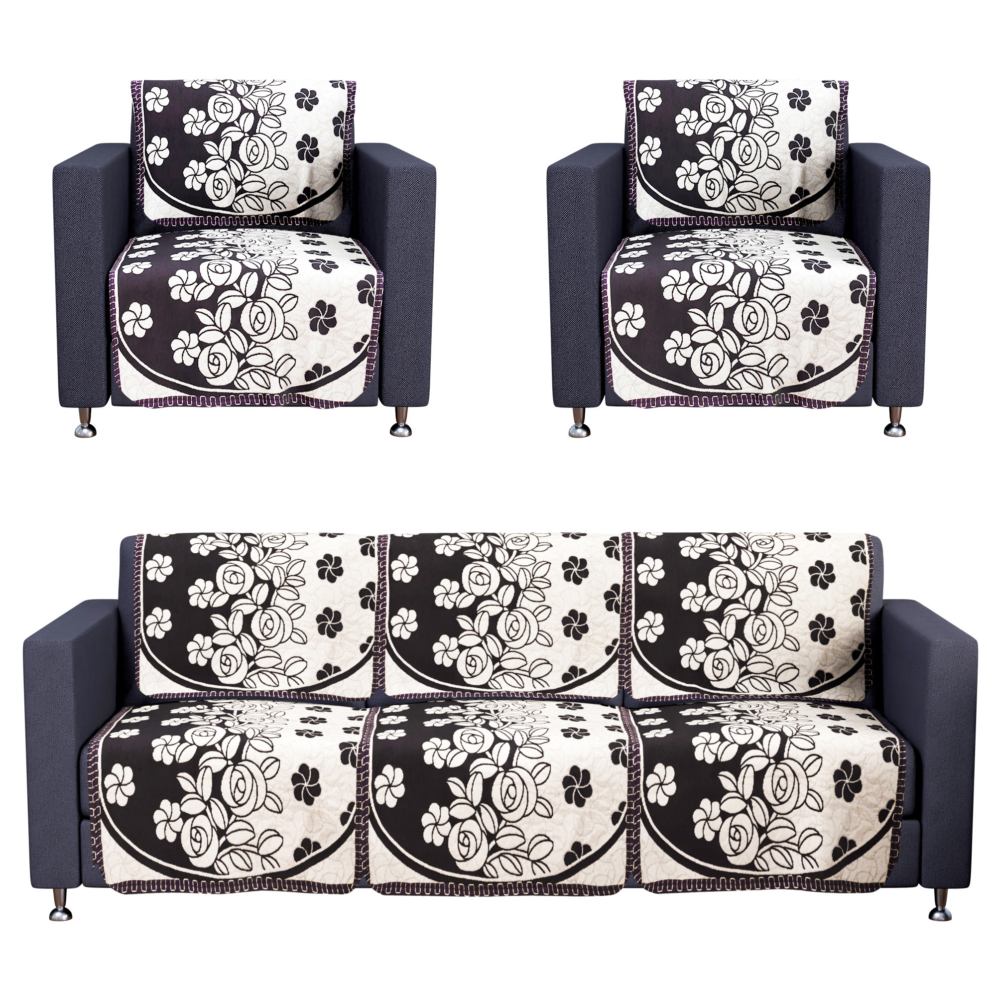 Kuber Industries Set of 10 Decorative Sofa Cover 5 Seater for Living Room  Durable Sofa Cover Protector for Home Living Room  Office  Gulab - Cream  Wine