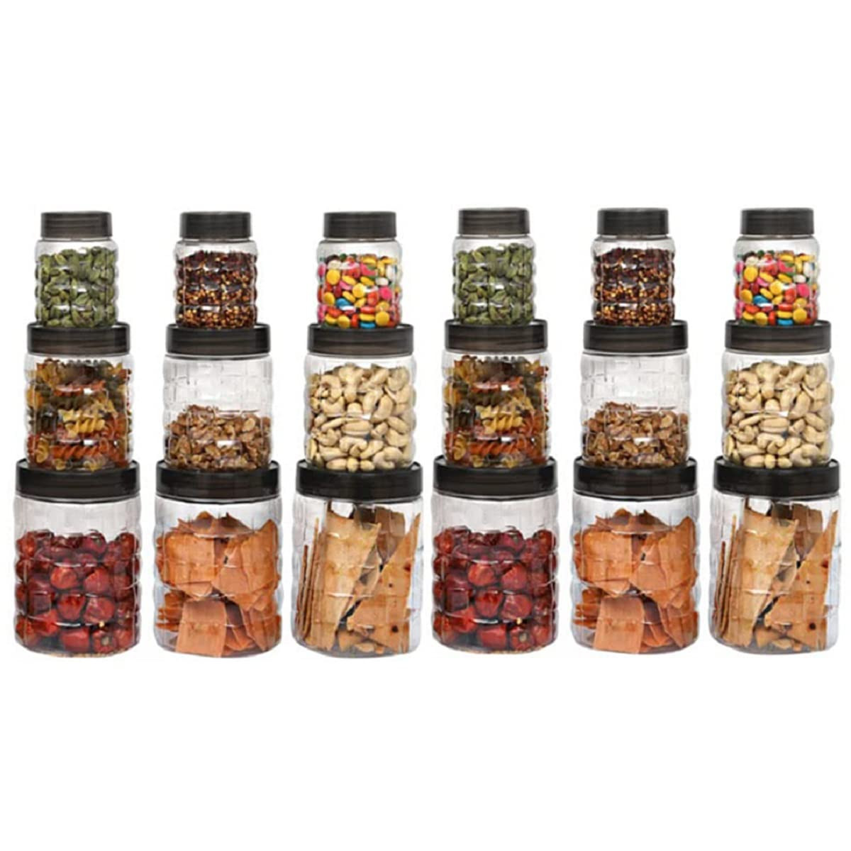 Kuber Industries Set of 18 Plastic Container Set | 1000ml, 500ml, 200ml I PET, Food Grade Plastic, 100% BPA Free | Airtight Container Set for Kitchen Storage |Small to Large, Transparent