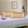 Set of 2 16x30 Inches Aesthetic Bolster/Side Pillow Cover | Washable Cylindrical Takiya &amp; Round Pillow Cover for Home Decoration | Golden Swiss Print - Beige