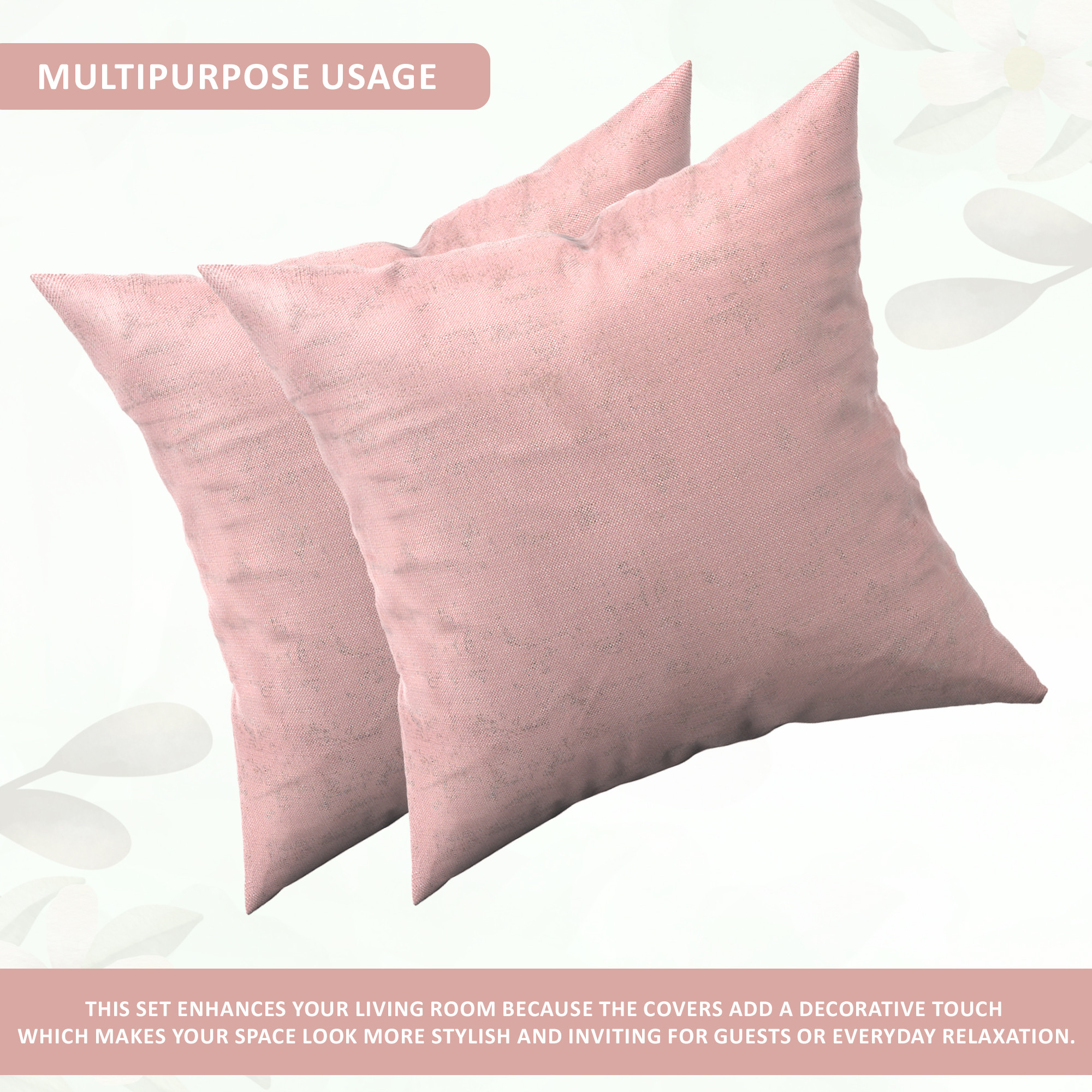 Kuber Industries Set of 2 24x24 Inches Washable  Removable Sofa Pillow Cover in Living Room  Aesthetic Sofa Cushion Covers for Bedroom  Home Decor  Golden Swiss Print - Pink