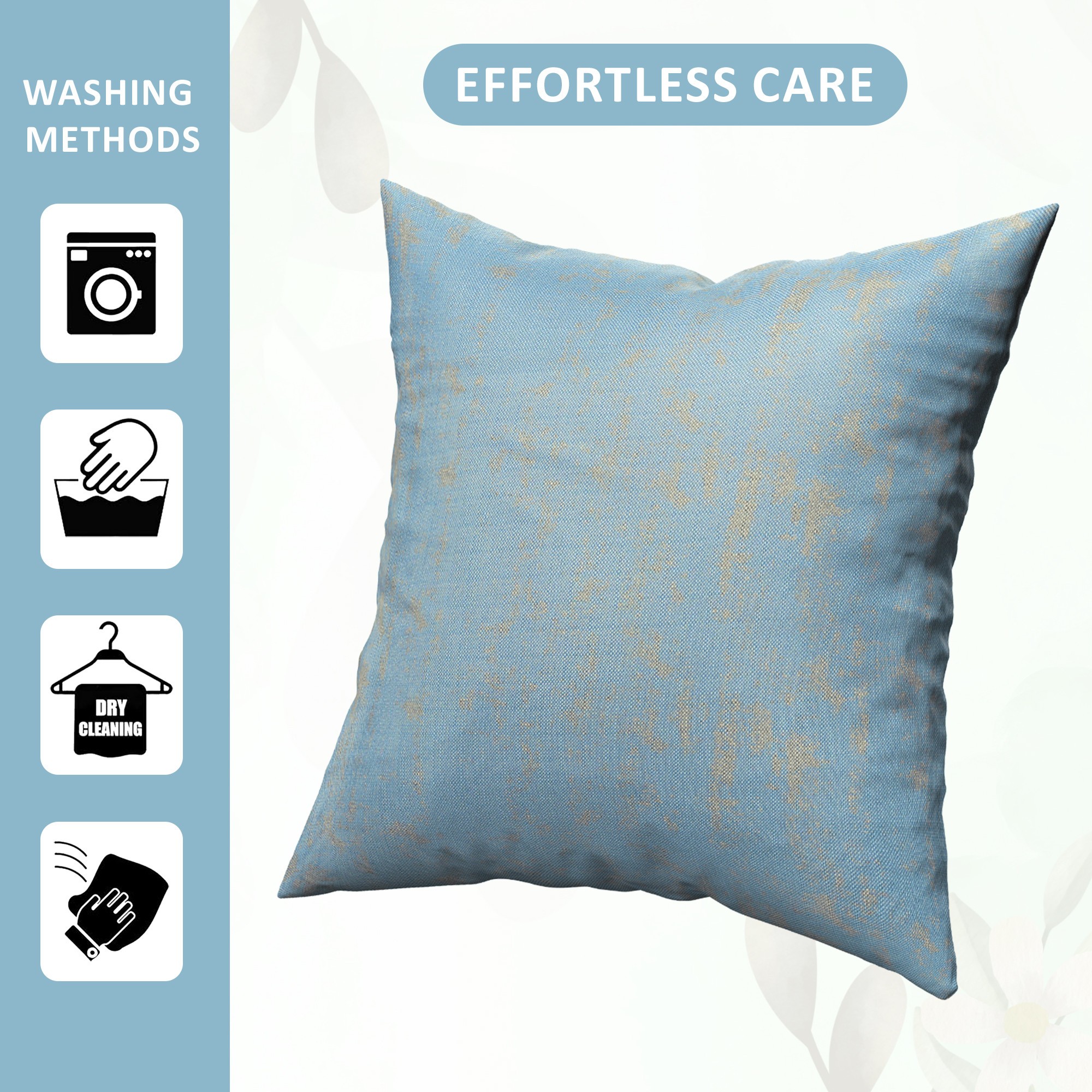 Kuber Industries Set of 2 24x24 Inches Washable  Removable Sofa Pillow Cover in Living Room  Aesthetic Sofa Cushion Covers for Bedroom  Home Decor  Golden Swiss Print - Firozi