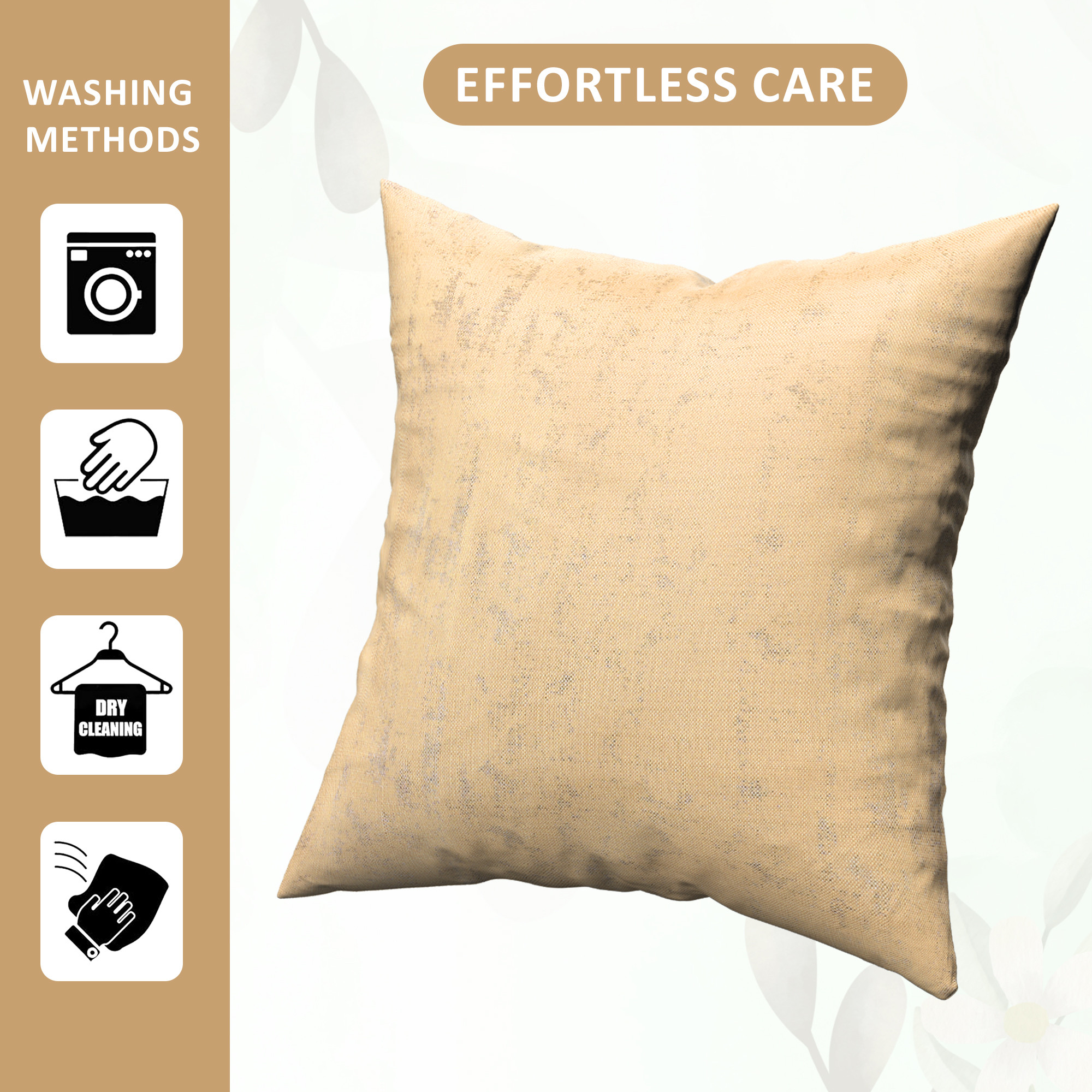 Kuber Industries Set of 2 24x24 Inches Washable  Removable Sofa Pillow Cover in Living Room  Aesthetic Sofa Cushion Covers for Bedroom  Home Decor  Golden Swiss Print - Beige