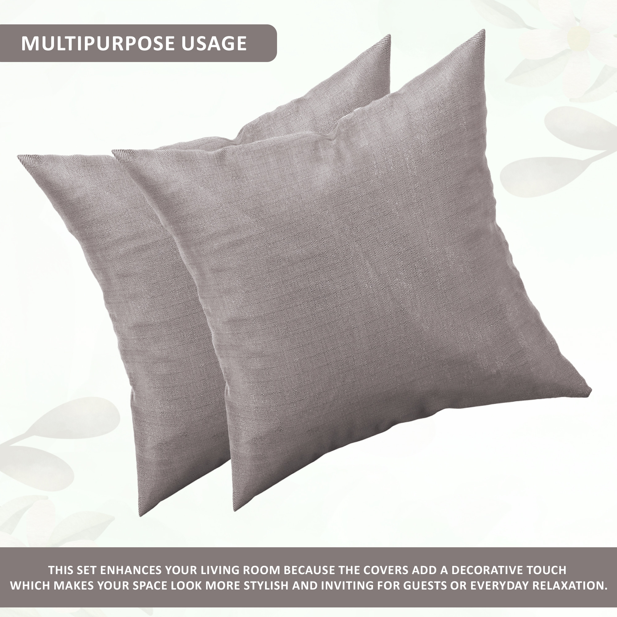 Kuber Industries Set of 2 24x24 Inches Washable  Removable Sofa Pillow Cover in Living Room  Aesthetic Sofa Cushion Covers for Bedroom  Home Decor  Golden Swiss Print - Grey