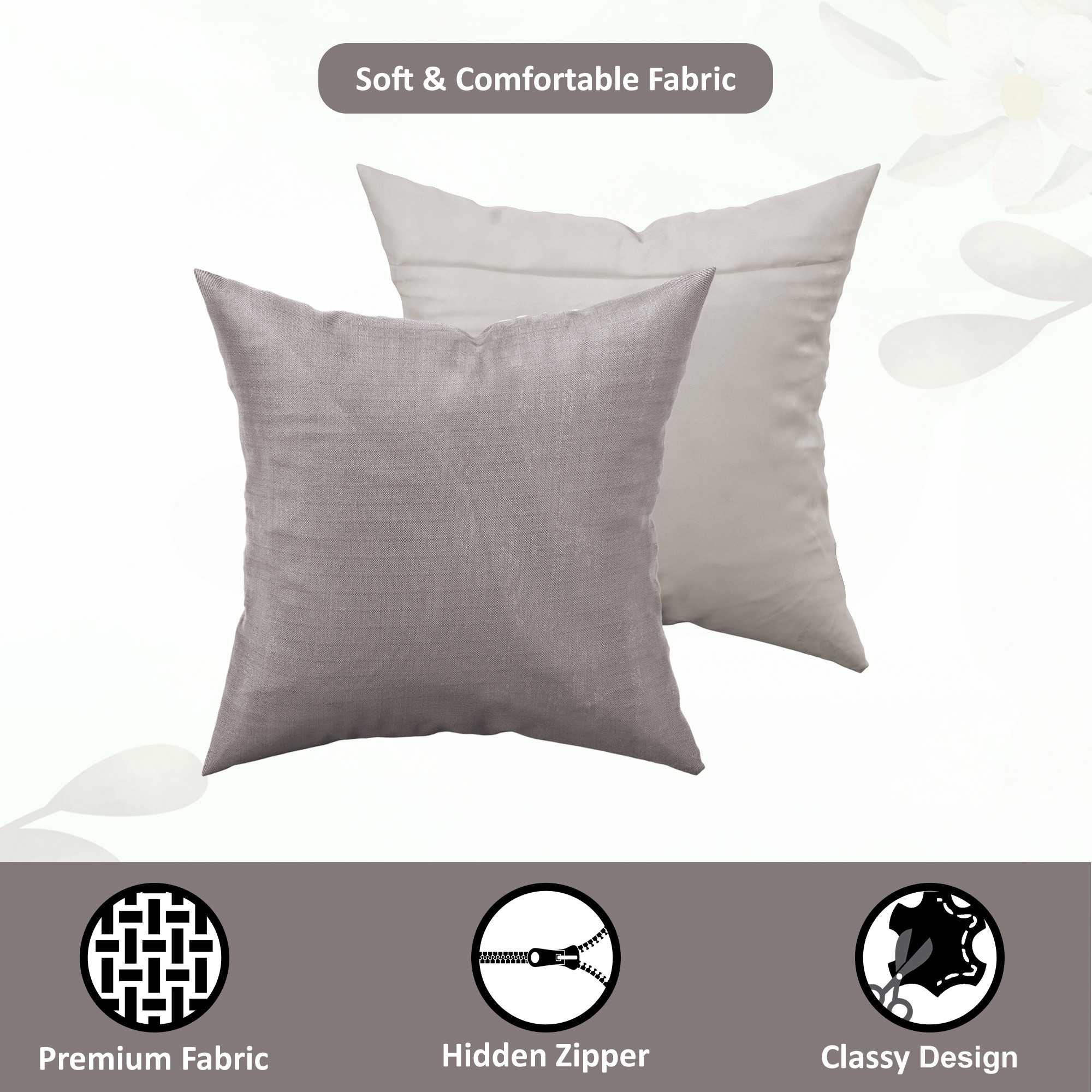 Kuber Industries Set of 2 24x24 Inches Washable  Removable Sofa Pillow Cover in Living Room  Aesthetic Sofa Cushion Covers for Bedroom  Home Decor  Golden Swiss Print - Grey
