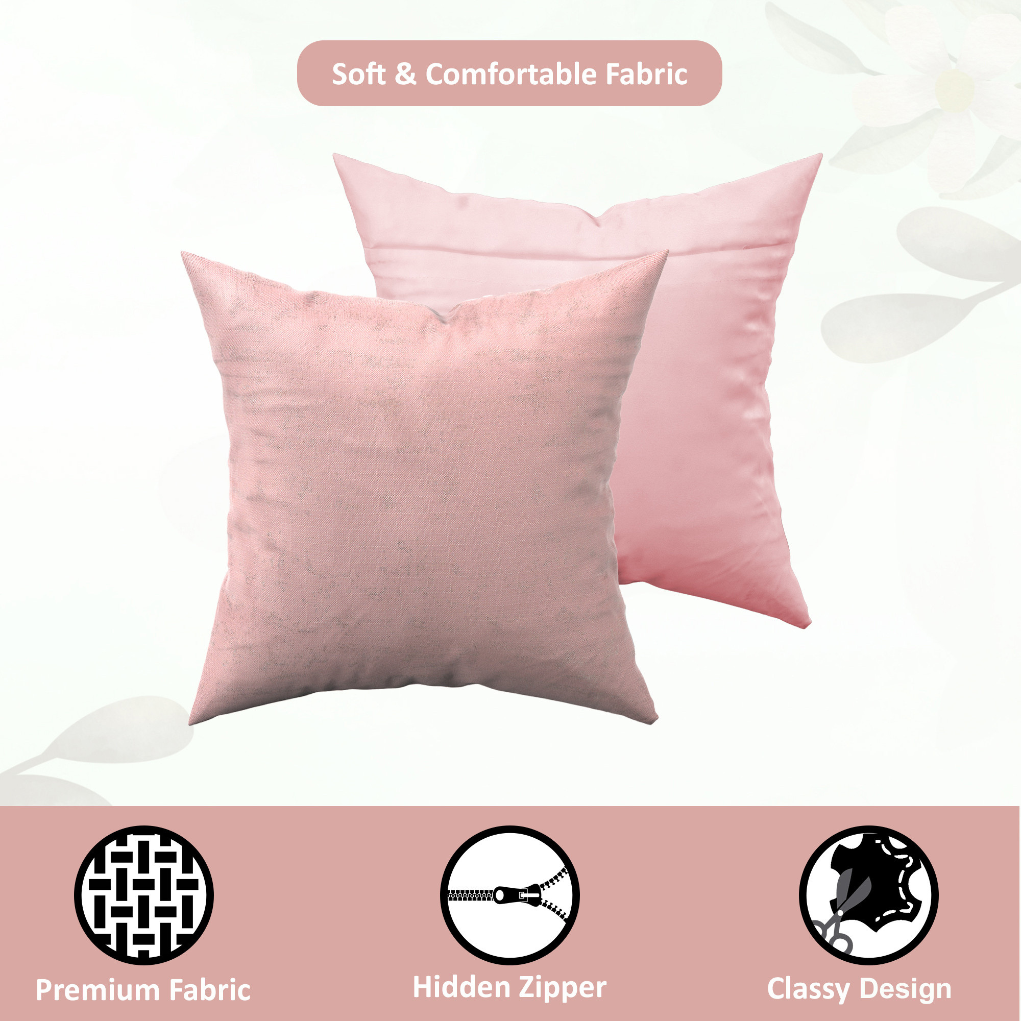 Kuber Industries Set of 2 24x24 Inches Washable  Removable Sofa Pillow Cover in Living Room  Aesthetic Sofa Cushion Covers for Bedroom  Home Decor  Golden Swiss Print - Pink