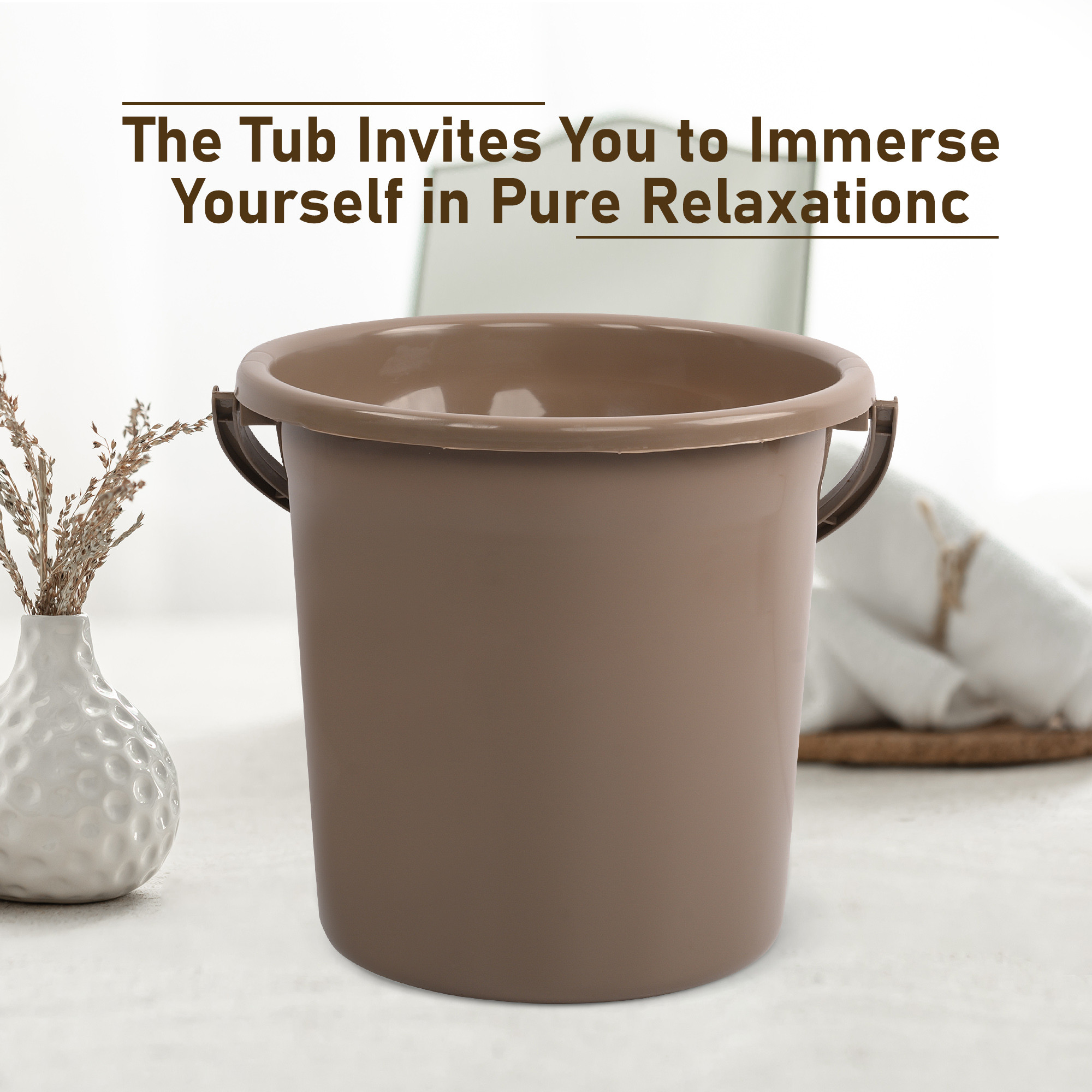 Kuber Industries Set of 2 Bathroom Combo Set  Bathing Set  Bathware Bathing Set  Bucket  Mug Combo Set for Bathroom  Modern Bathroom Accessories Set  Brown