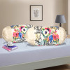 Set of 2 Bolster/Side Pillow Cover | 16x32 Cylindrical Masland/Masand Long Pillow Cover For Diwan Pillows | Mix Flower-Cream