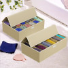 Set of 2 Foldable Multicompartment Socks Organizer for Wardrobe | Cloth Organizer for Storage | Tie, Socks &amp; Underwear Organisers Storage Box for Closet | LJ-17-BG | Beige