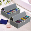 Set of 2 Foldable Multicompartment Socks Organizer for Wardrobe | Cloth Organizer for Storage | Tie, Socks & Underwear Organisers Storage Box for Closet | LJ-17-GRY | Grey