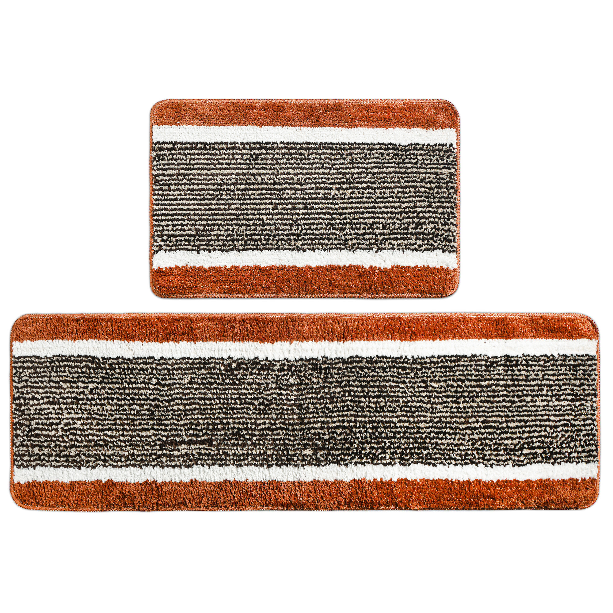 Kuber Industries Set of 2 Pcs Microfiber Kitchen Mats for Floor Anti Slip  Luxury Door Mat  Kitchen Runner Set  Anti Skid Floor Mats  Rugs for Bedroom Hallway  Living Room  Lining - Brown