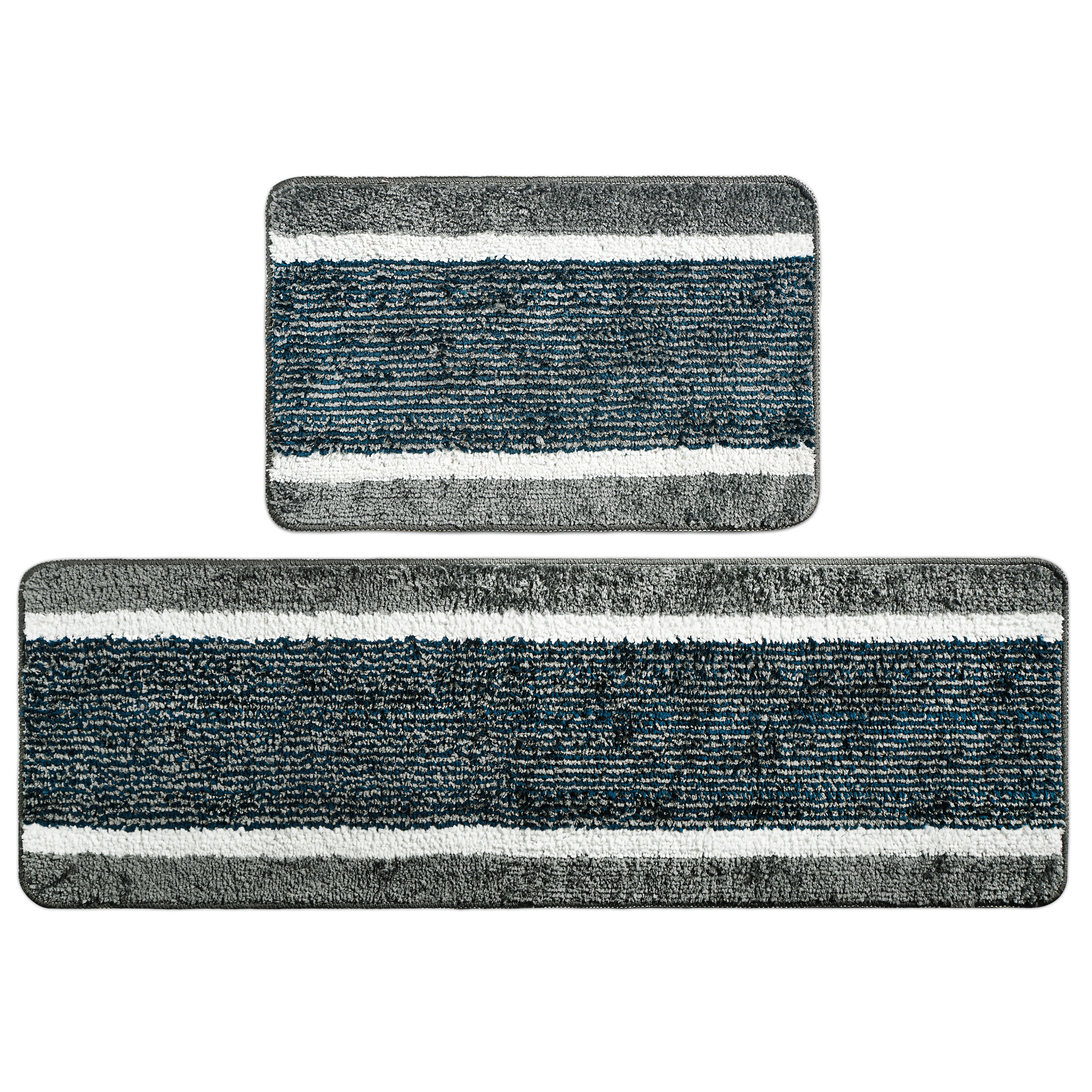 Kuber Industries Set of 2 Pcs Microfiber Kitchen Mats for Floor Anti Slip  Luxury Door Mat  Kitchen Runner Set  Anti Skid Floor Mats  Rugs for Bedroom Hallway  Living Room  Lining - Grey