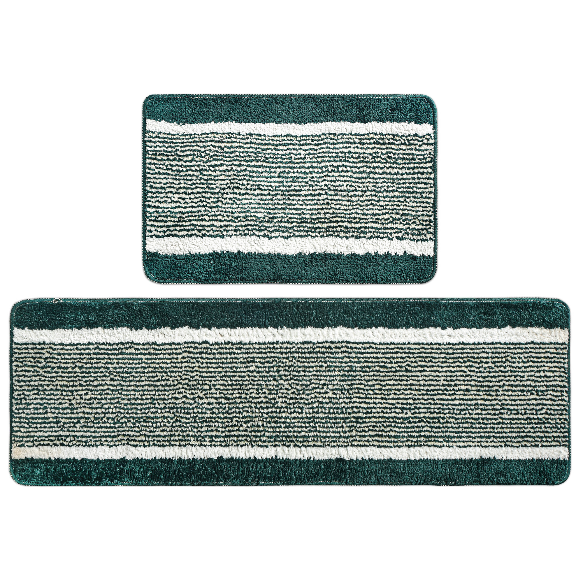 Kuber Industries Set of 2 Pcs Microfiber Kitchen Mats for Floor Anti Slip  Luxury Door Mat  Kitchen Runner Set  Anti Skid Floor Mats  Rugs for Bedroom Hallway  Living Room  Lining - Green
