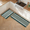 Set of 2 Pcs Microfiber Kitchen Mats for Floor Anti Slip | Luxury Door Mat &amp; Kitchen Runner Set | Anti Skid Floor Mats / Rugs for Bedroom, Hallway &amp; Living Room | Lining - Green