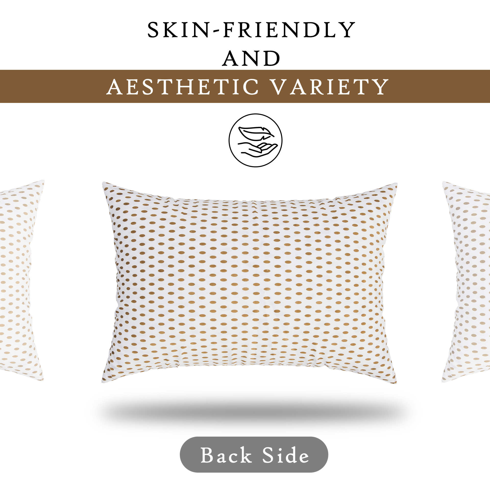 Kuber Industries Set of 2 Pillow Cover  Premium Cotton Pillow Cover  Cushion Pillow Cover Set  Pillow Cover for Bedroom  Pillow Cover for Living Room  Dot Brown Flower  White