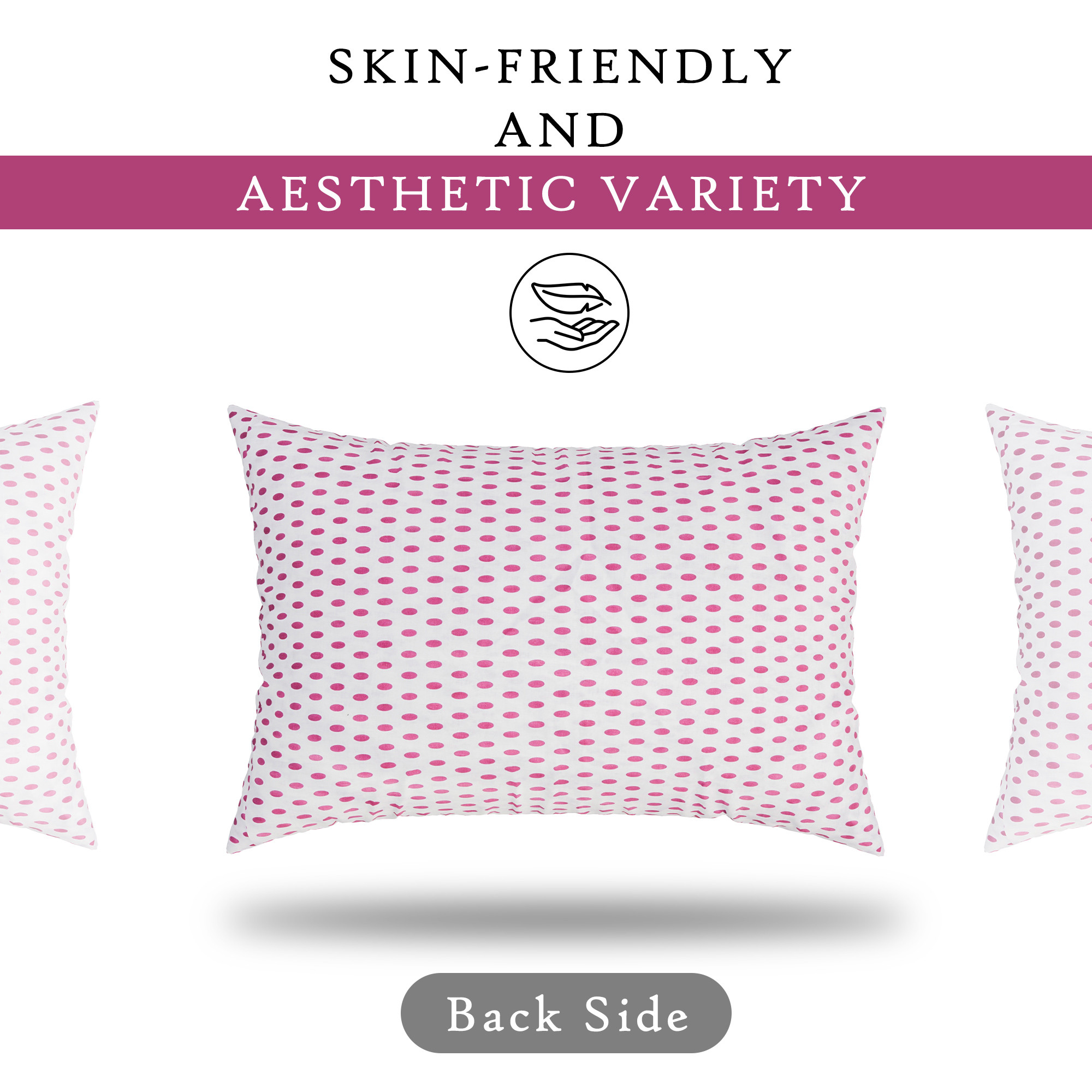 Kuber Industries Set of 2 Pillow Cover  Premium Cotton Pillow Cover  Cushion Pillow Cover Set  Pillow Cover for Bedroom  Pillow Cover for Living Room  Dot Pink Flower  White