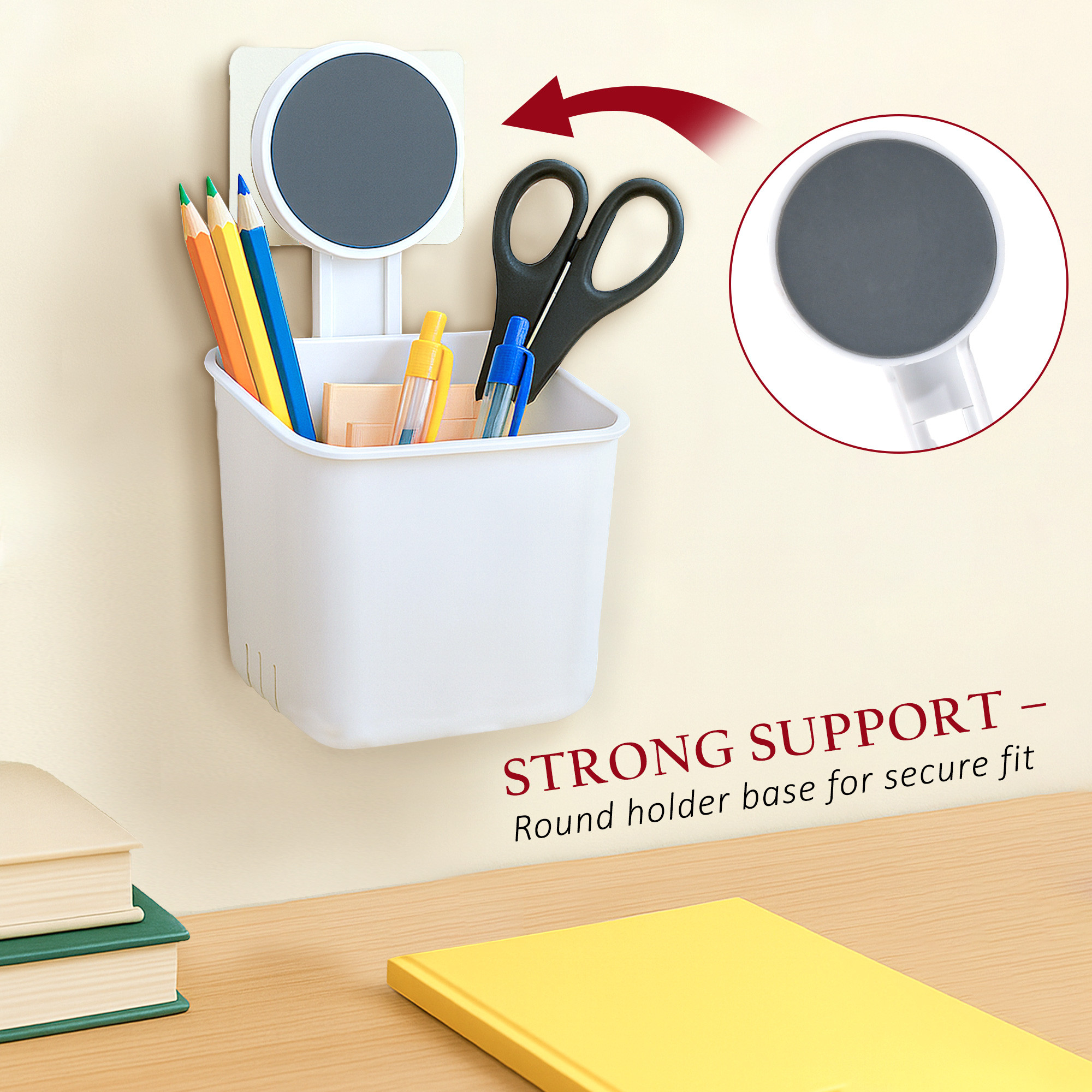 Kuber Industries Set of 2 Plastic Self-Adhesive Toothpaste Holder  Tooth Brush Holder Bathroom Wall Mounted  Bathroom Organiser without Drill  White