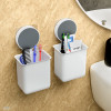 Set of 2 Plastic Self-Adhesive Toothpaste Holder | Tooth Brush Holder Bathroom Wall Mounted | Bathroom Organiser without Drill | White