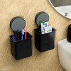 Set of 2 Plastic Self-Adhesive Toothpaste Holder | Tooth Brush Holder Bathroom Wall Mounted | Bathroom Organiser without Drill | Black