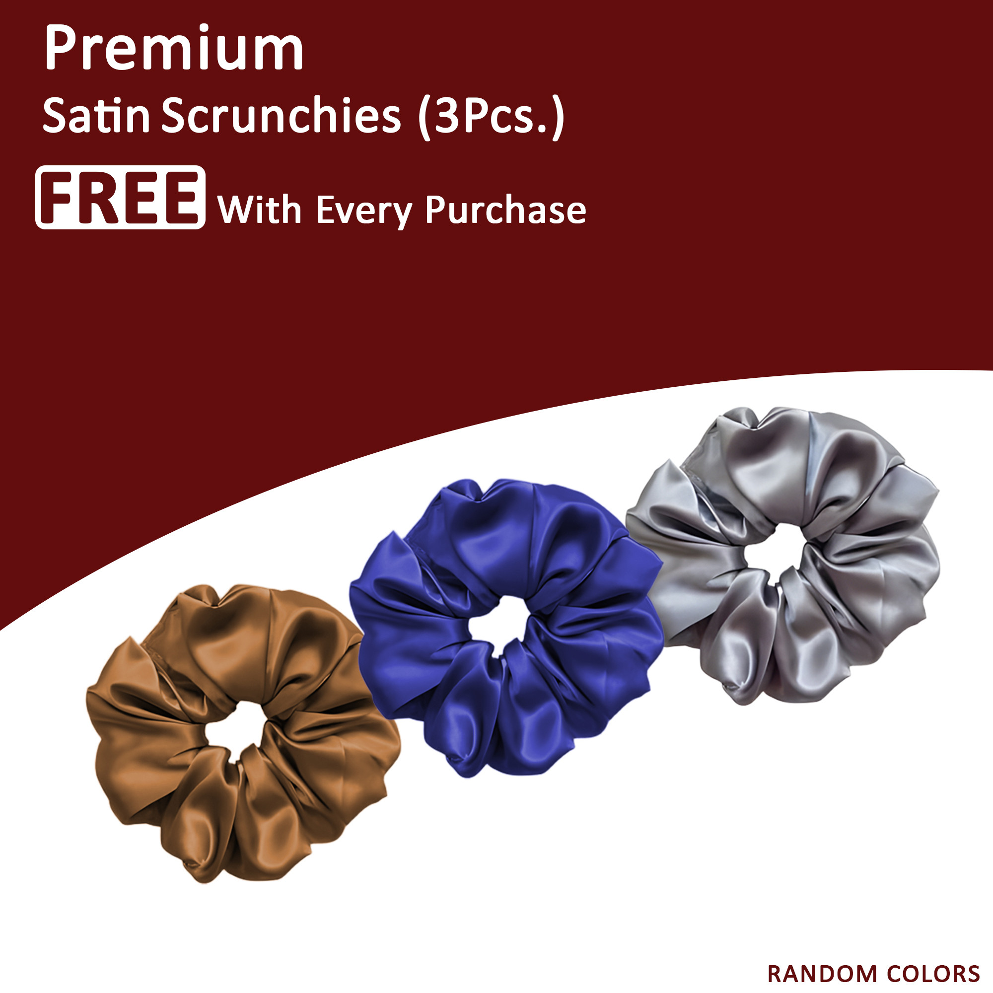 Kuber Industries Set of 2 Satin Pillow Covers for Hair with 3 Satin Scrunchies for Women  Envelope Closure  Multi-Purpose Plain  Soft Pillow Cover Satin forHairandSkin  Cherry Red