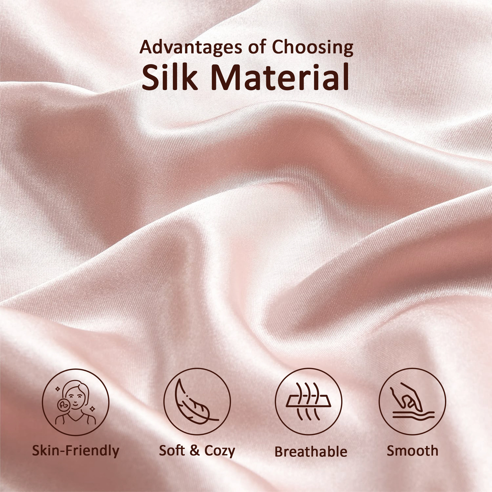 Kuber Industries Set of 2 Satin Pillow Covers for Hair with 3 Satin Scrunchies for Women  Envelope Closure  Multi-Purpose Plain  Soft Pillow Cover Satin forHairandSkin  Salmon Pink