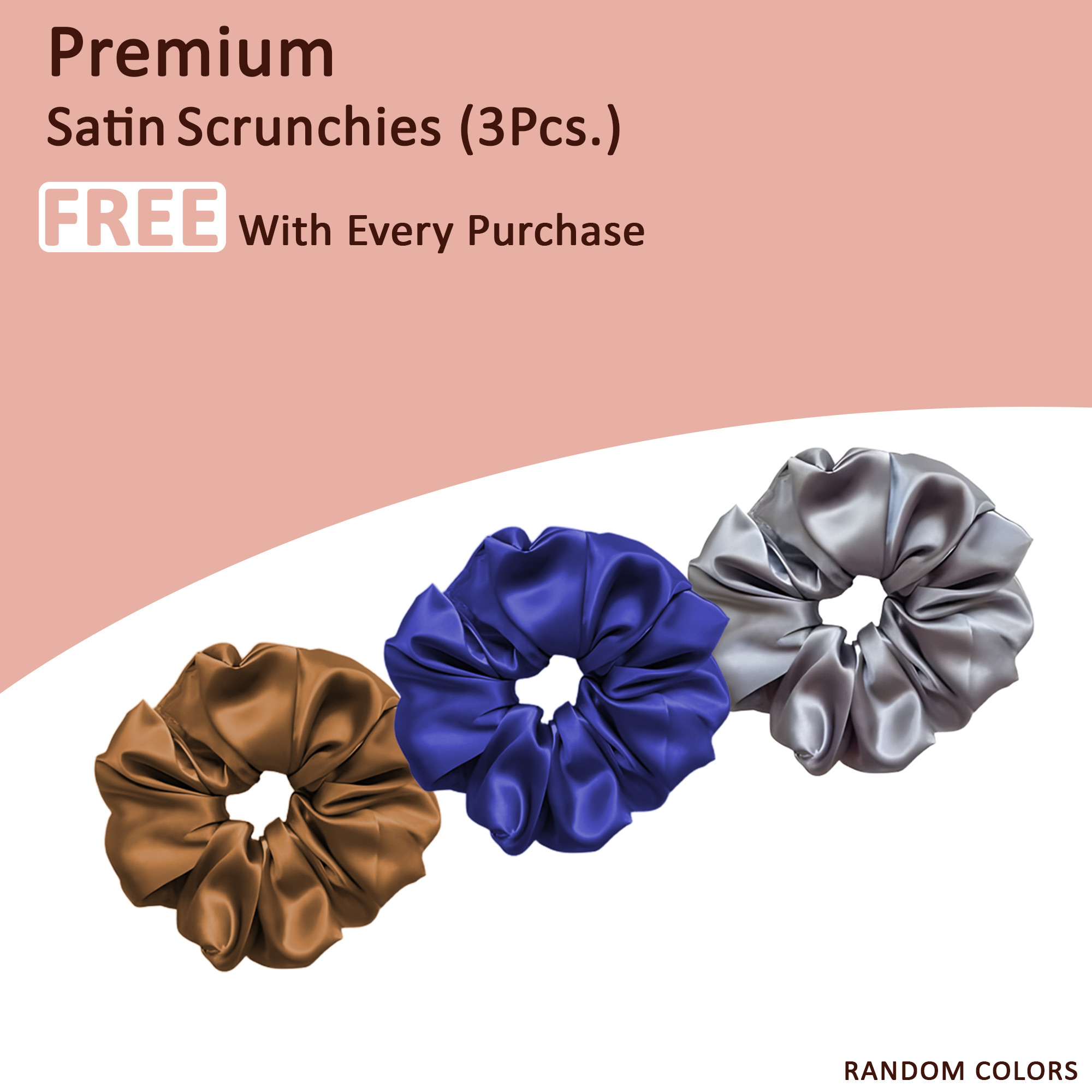 Kuber Industries Set of 2 Satin Pillow Covers for Hair with 3 Satin Scrunchies for Women  Envelope Closure  Multi-Purpose Plain  Soft Pillow Cover Satin forHairandSkin  Salmon Pink