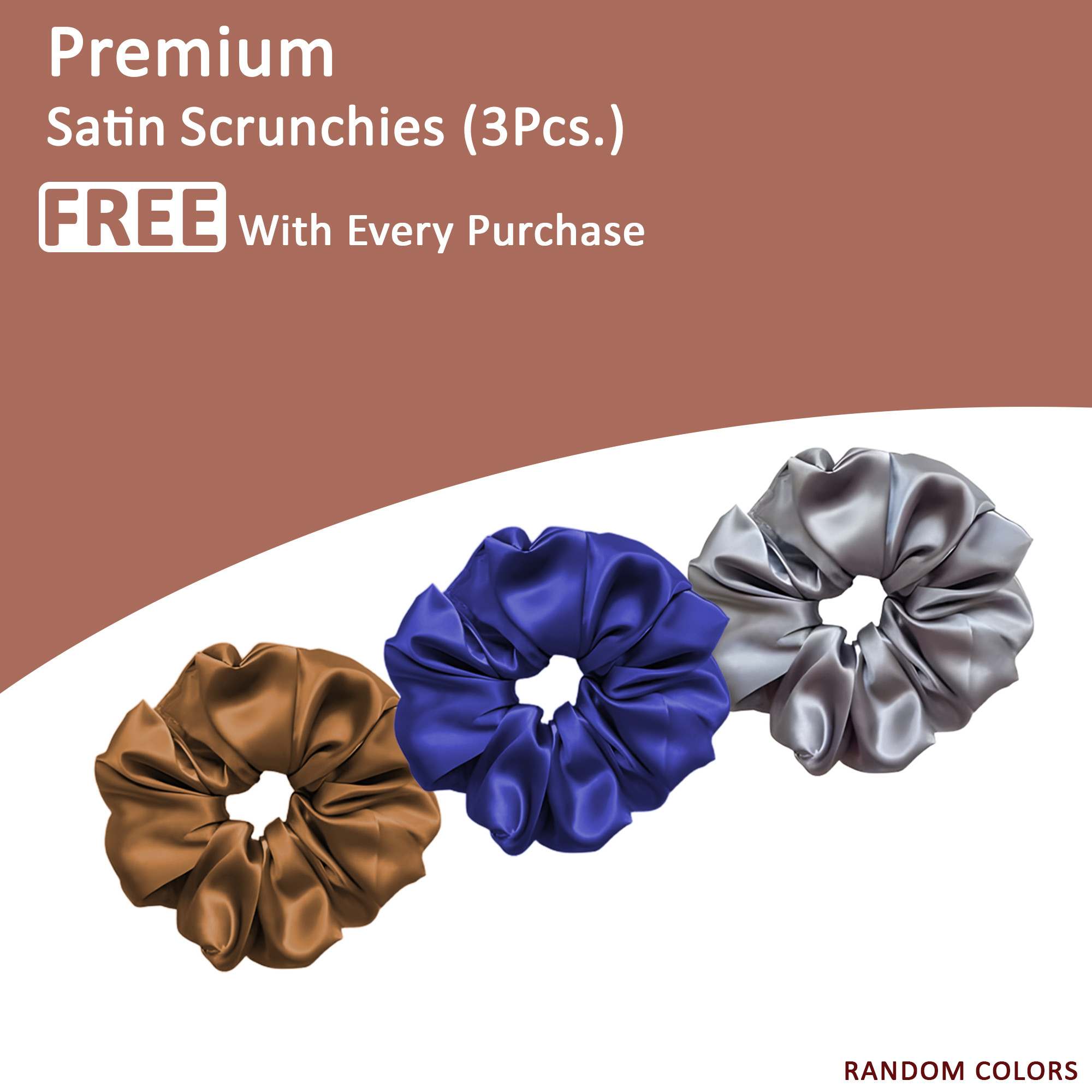 Kuber Industries Set of 2 Satin Pillow Covers for Hair with 3 Satin Scrunchies for Women  Envelope Closure  Multi-Purpose Plain  Soft Pillow Cover Satin forHairandSkin  Subtle Copper