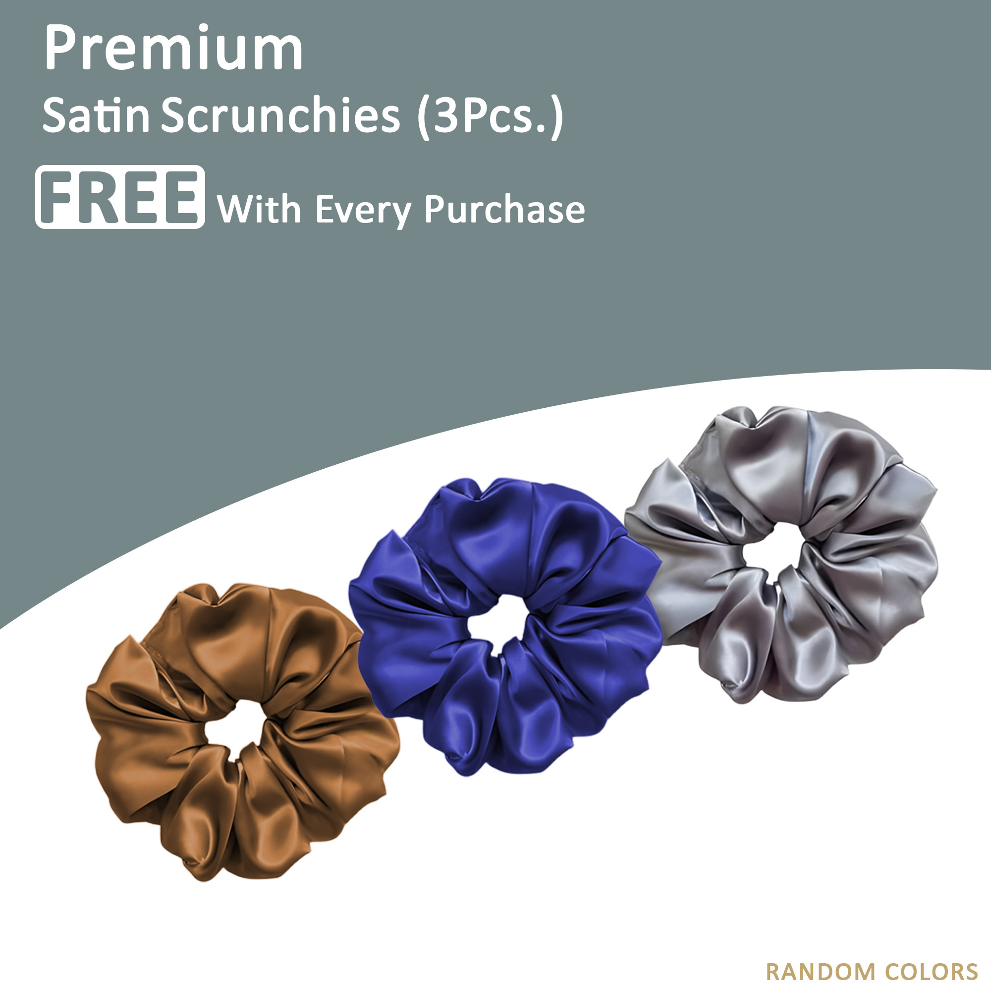 Kuber Industries Set of 2 Satin Pillow Covers for Hair with 3 Satin Scrunchies for Women  Envelope Closure  Multi-Purpose Plain  Soft Pillow Cover Satin forHairandSkin  Ash Grey