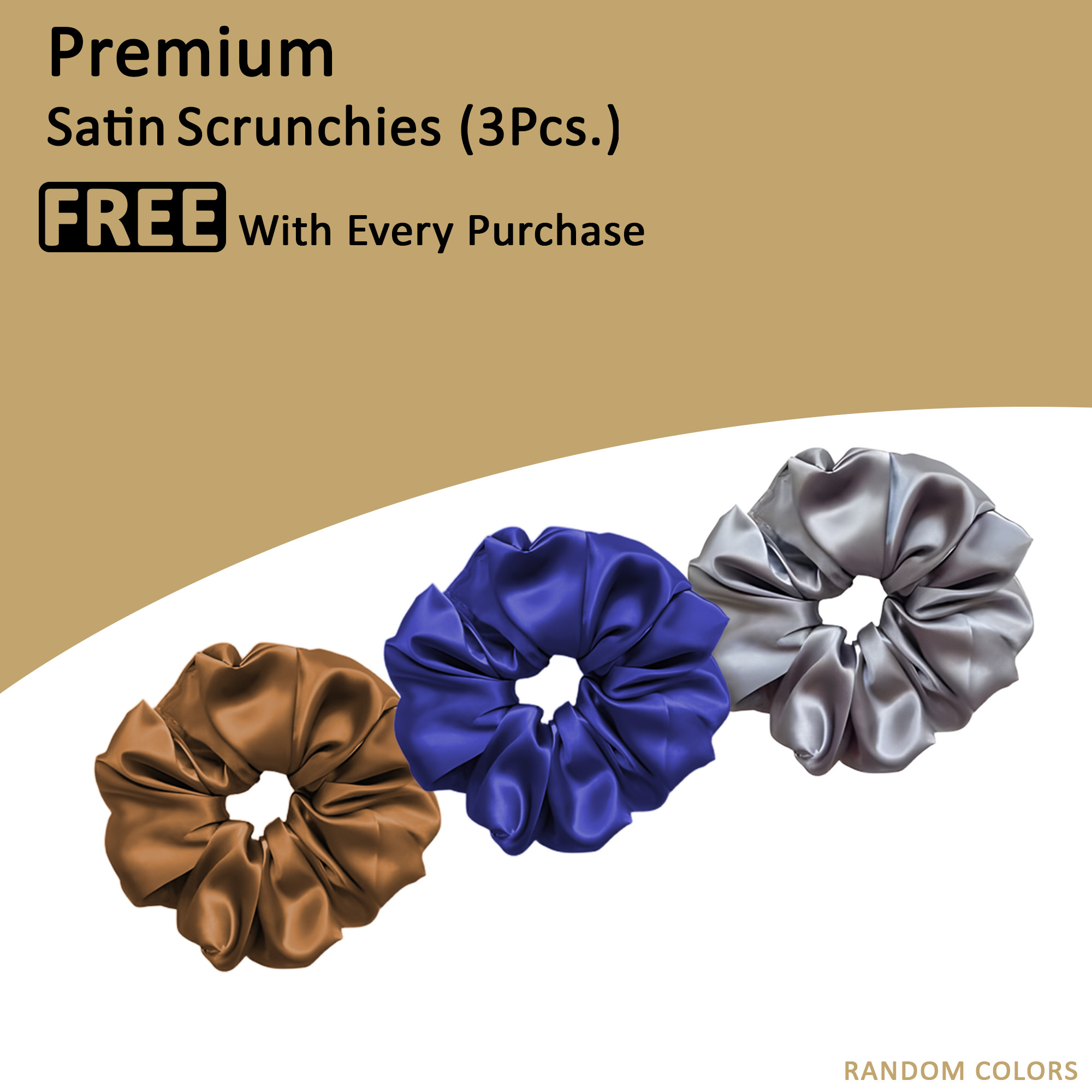 Kuber Industries Set of 2 Satin Pillow Covers for Hair with 3 Satin Scrunchies for Women  Envelope Closure  Multi-Purpose Plain  Soft Pillow Cover Satin forHairandSkin  Champagne