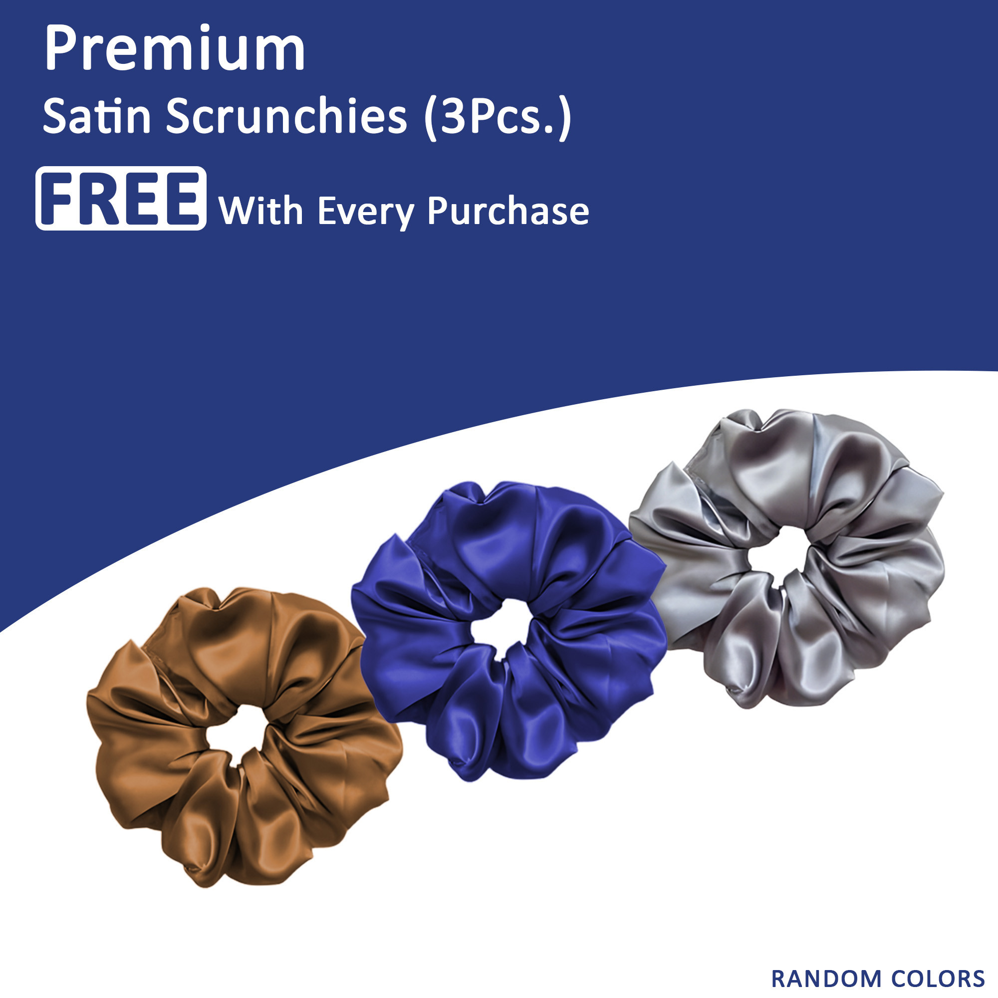 Kuber Industries Set of 2 Satin Pillow Covers for Hair with 3 Satin Scrunchies for Women  Envelope Closure  Multi-Purpose Plain  Soft Pillow Cover Satin forHairandSkin  Navy Blue