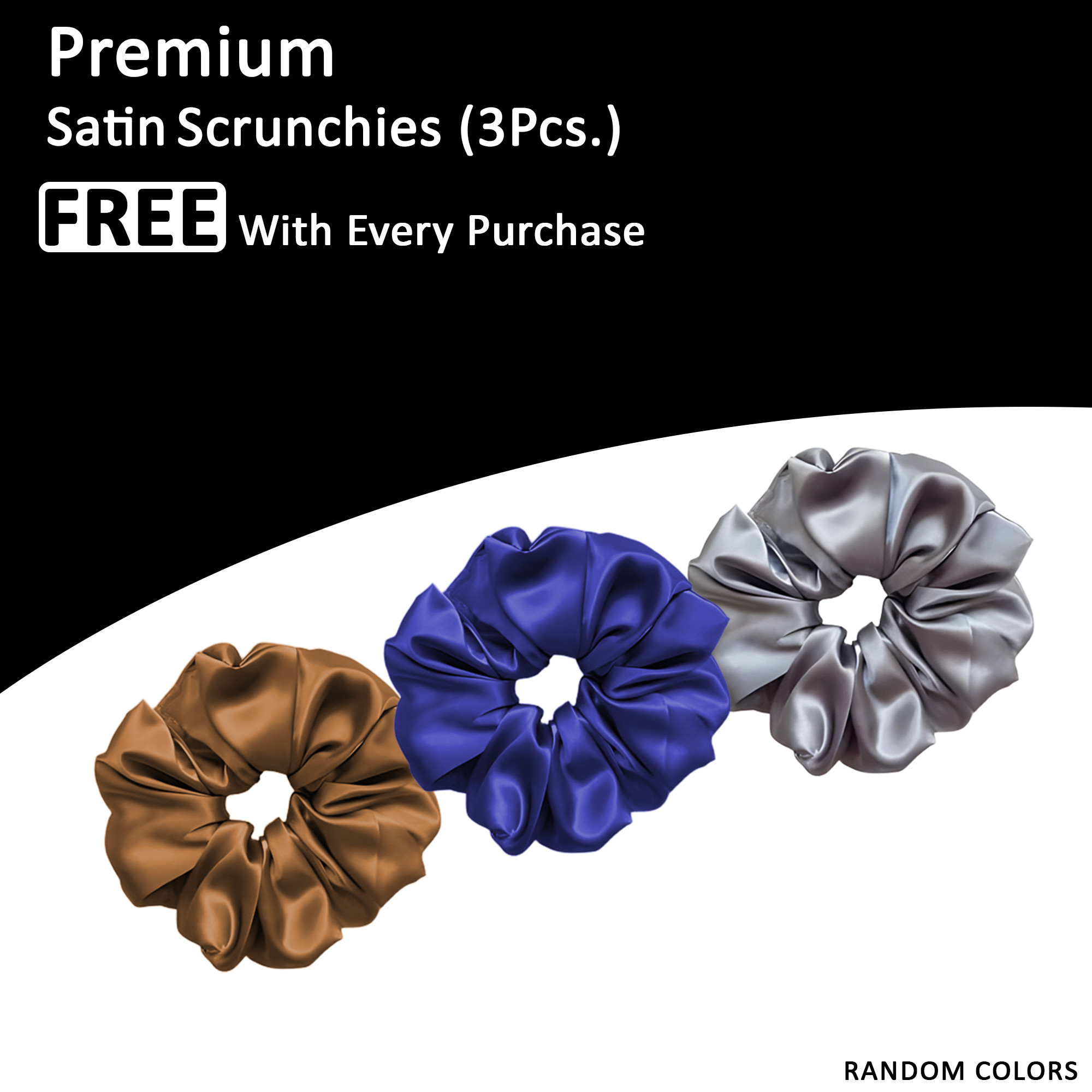 Kuber Industries Set of 2 Satin Pillow Covers for Hair with 3 Satin Scrunchies for Women  Envelope Closure  Multi-Purpose Plain  Soft Pillow Cover Satin forHairandSkin  Charcoal Black