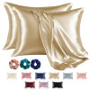 Set of 2 Satin Pillow Covers for Hair with 3 Satin Scrunchies for Women &amp; Envelope Closure | Multi-Purpose Plain &amp; Soft Pillow Cover Satin for Hair and Skin | Champagne