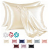 Set of 2 Satin Pillow Covers for Hair with 3 Satin Scrunchies for Women &amp; Envelope Closure | Multi-Purpose Plain &amp; Soft Pillow Cover Satin for Hair and Skin | Off White
