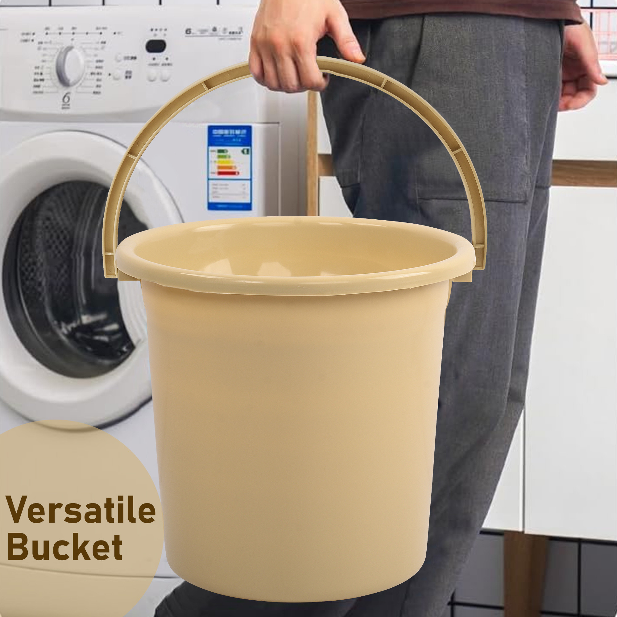 Kuber Industries Set of 3 Bathroom Combo Set  Bathing Set  Bathware Set  Tub-Bucket  Mug Combo Set for Bathroom  Modern Bathroom Accessories Set  Beige