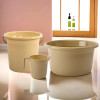 Set of 3 Bathroom Combo Set | Bathing Set | Bathware Set | Tub-Bucket & Mug Combo Set for Bathroom | Modern Bathroom Accessories Set | Beige