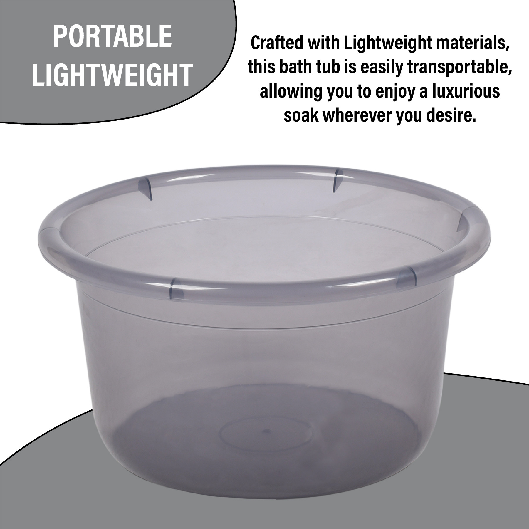 Kuber Industries Set of 3 Bathroom Combo Set  Bathroom Set  Tub-25 L with Bucket-13 L  Mug-1100 ml Bathing Set for Bathroom  Modern Bathroom Accessories Set  Transparent Gray