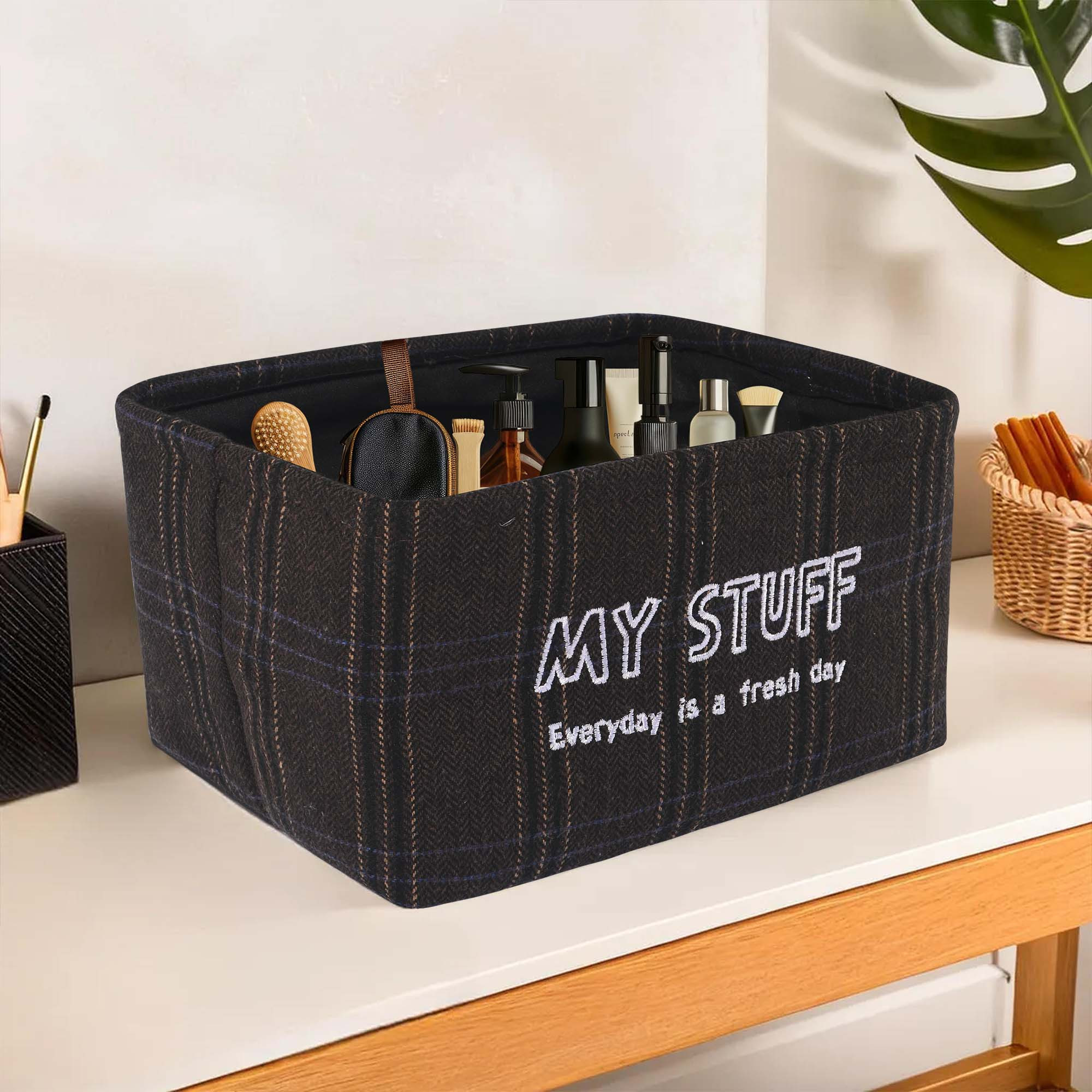 Kuber Industries Set of 3 Foldable Cosmetic  Skincare Dressing Table Organizer  Space-Saving Storage Boxes for Makeup ItemsHair Gadgets  Jewellery Holder  GM-10-BLK  Black