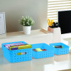 Set of 3 Plastic Bpa Free Multipurpose Basket for Storage Organizer | Stationery, Cosmetic, Kitchen Items &amp; Bathroom Organiser Tray for Toiletries | Blue