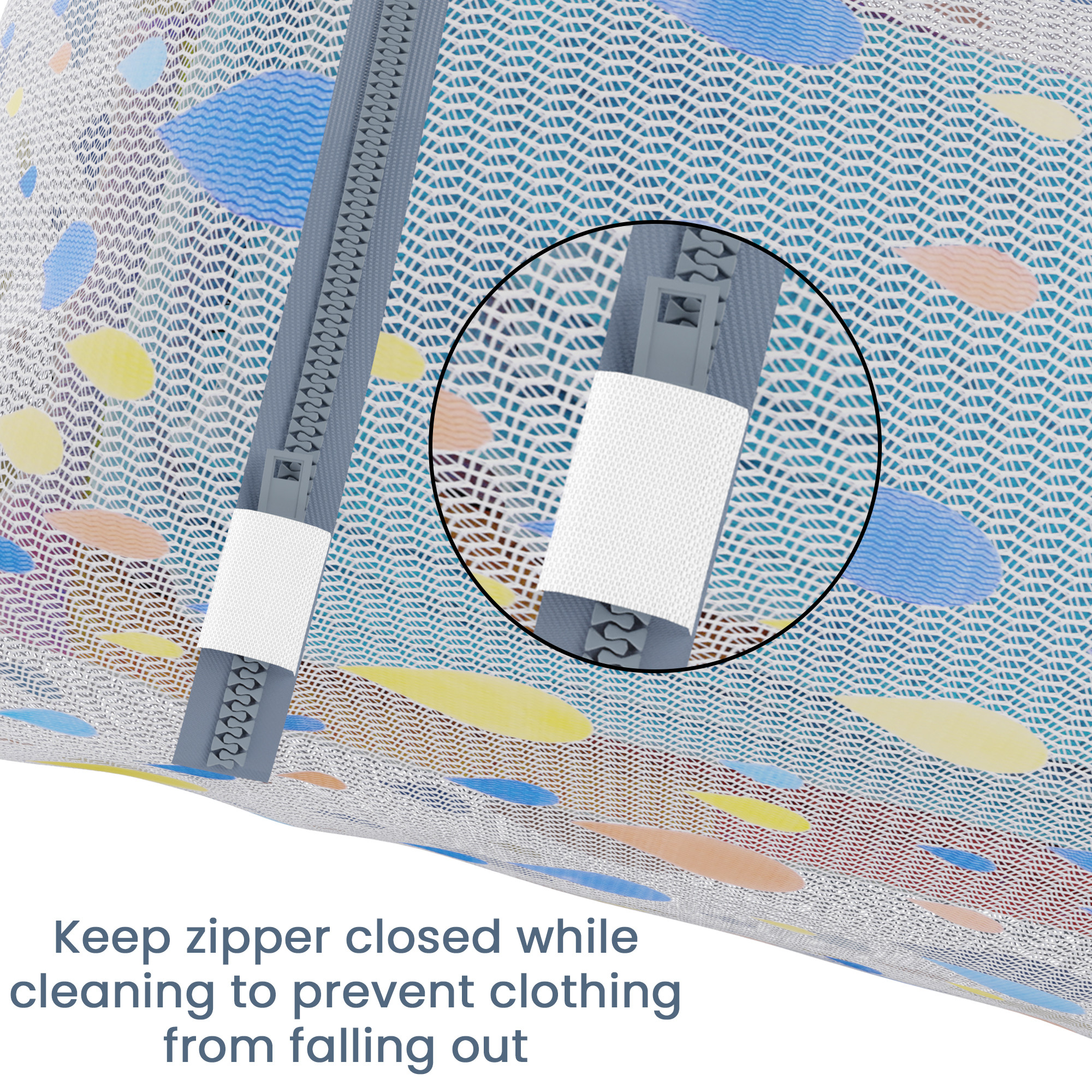 Kuber Industries Set of 3 Polyester Mesh Laundry Bag with Zip  Reusable Washing Bags for Washing Machine  Ideal for Lingerie Delicate Fabrics  Shoes Protection  YZ-8-2  Drop Print - White