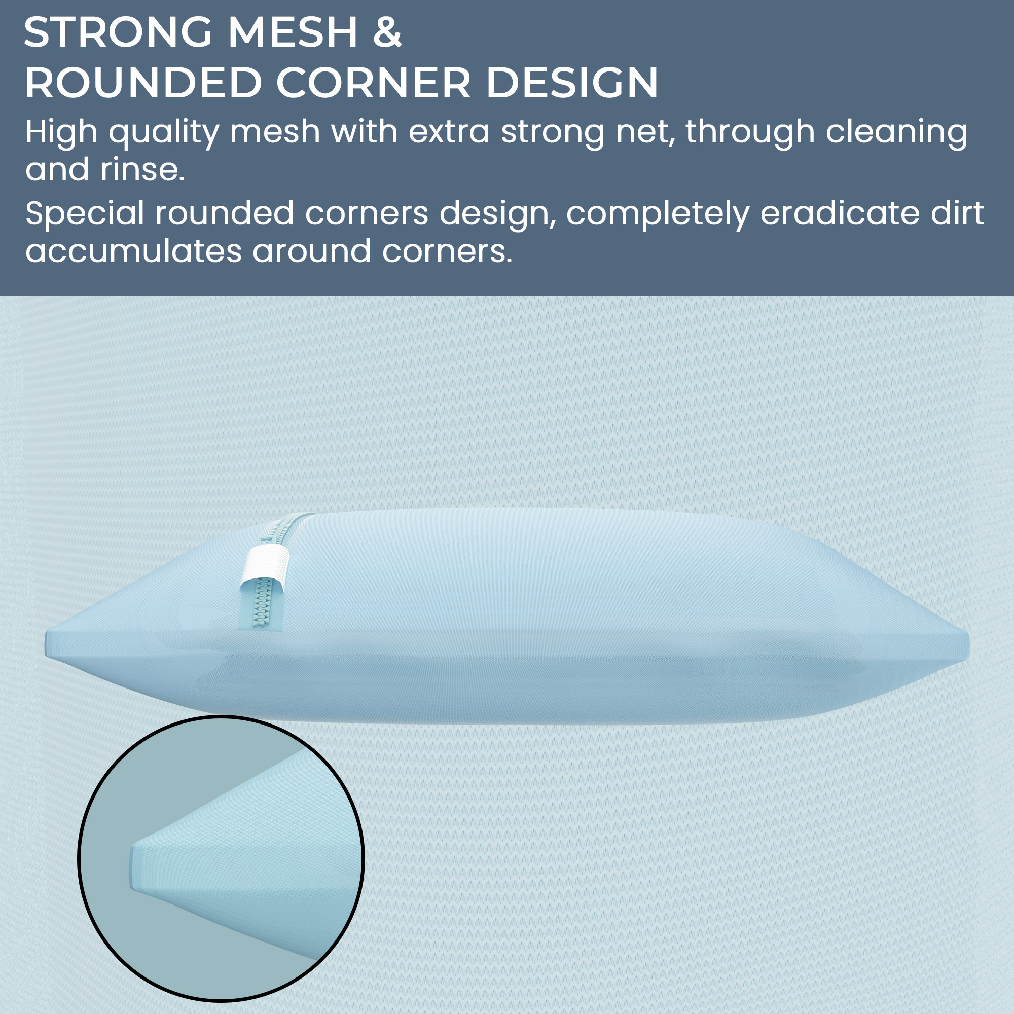 Kuber Industries Set of 3 Polyester Mesh Laundry Bag with Zip  Reusable Washing Bags for Washing Machine  Ideal for Lingerie Delicate Fabrics  Shoes Protection  YZ-6-BLU  Plain - Blue